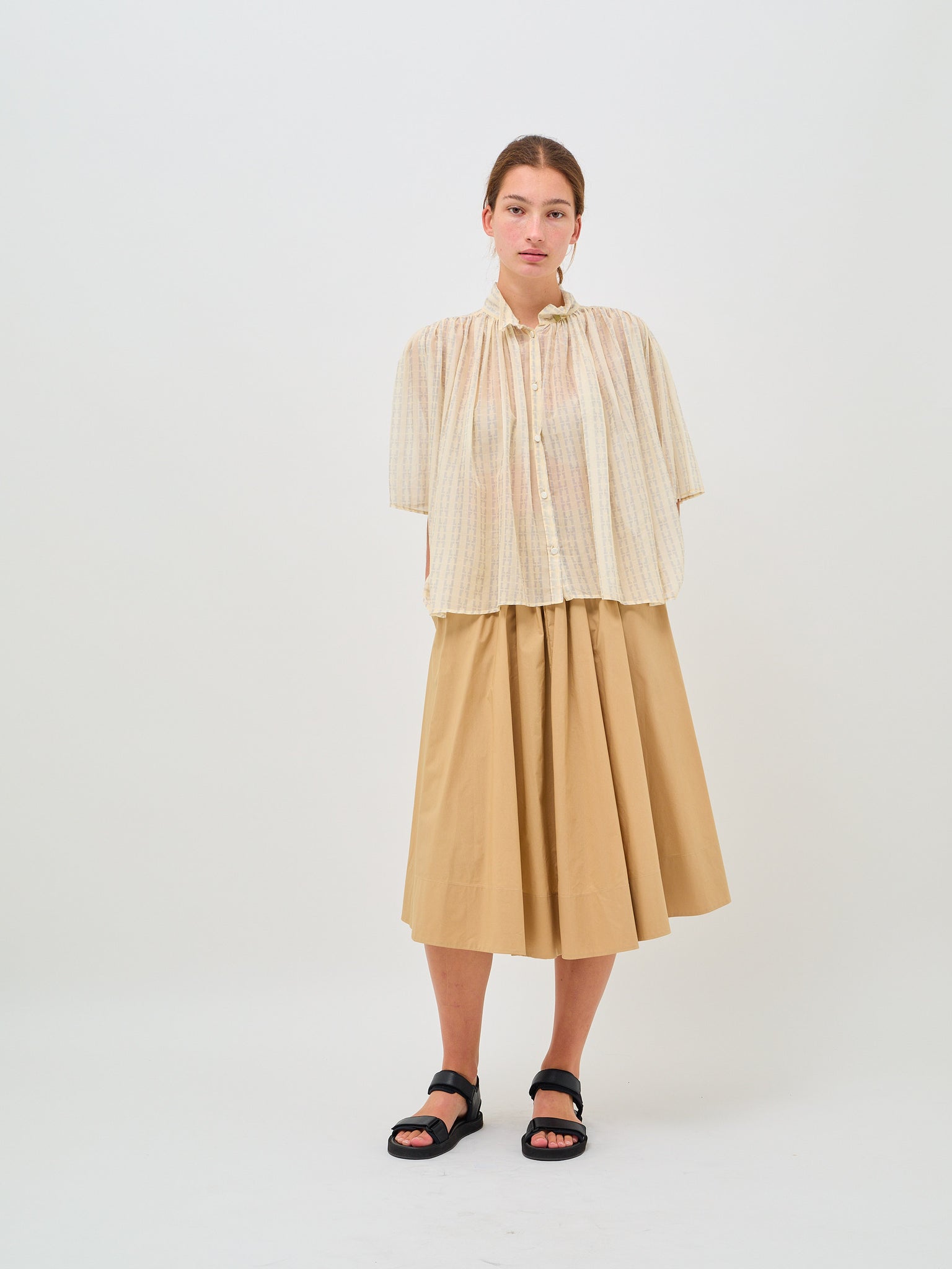 Chaonette Print Half Sleeve Shirt Ivory