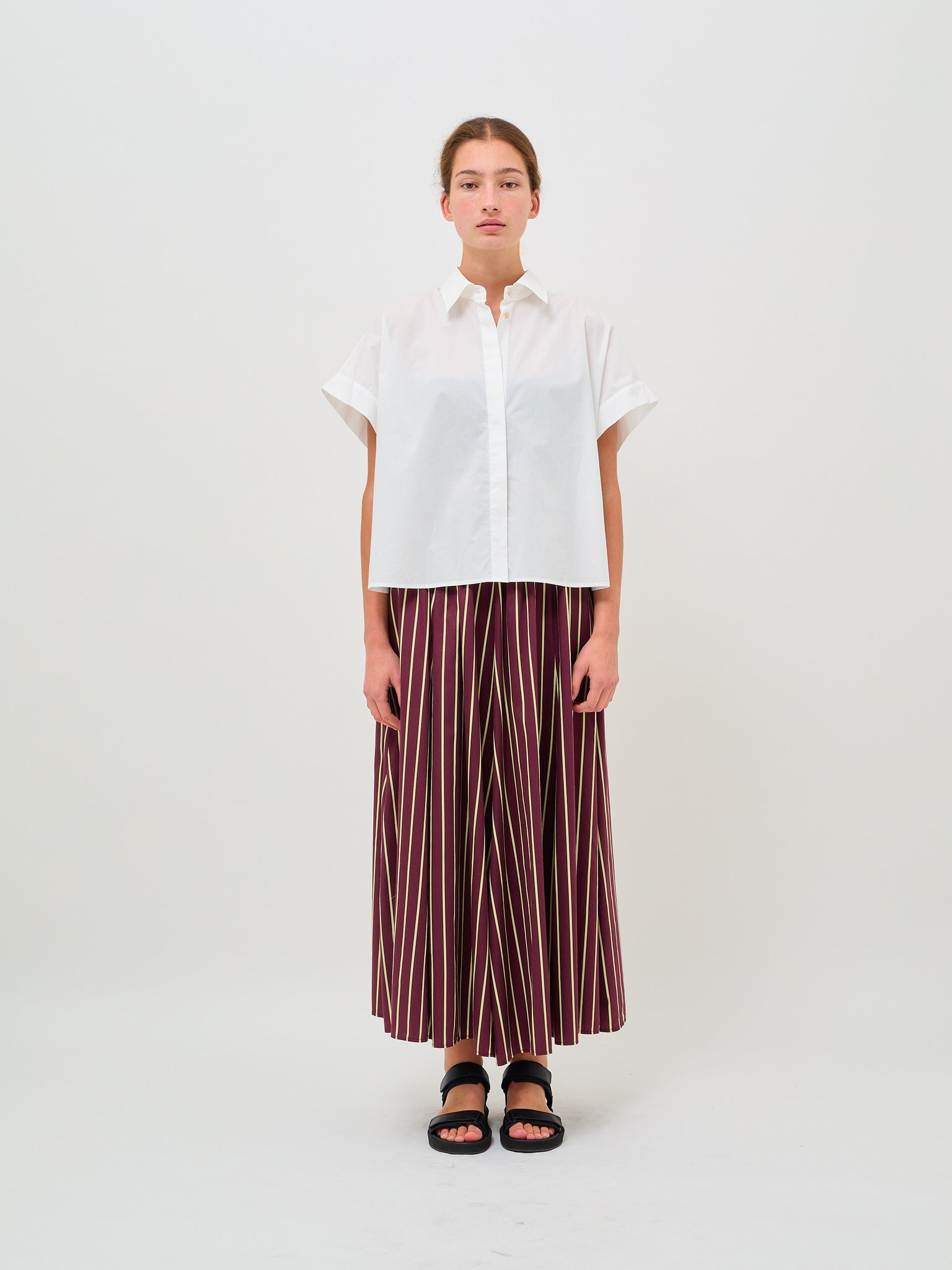 Cotton Popline Boxy Shirt Bianco