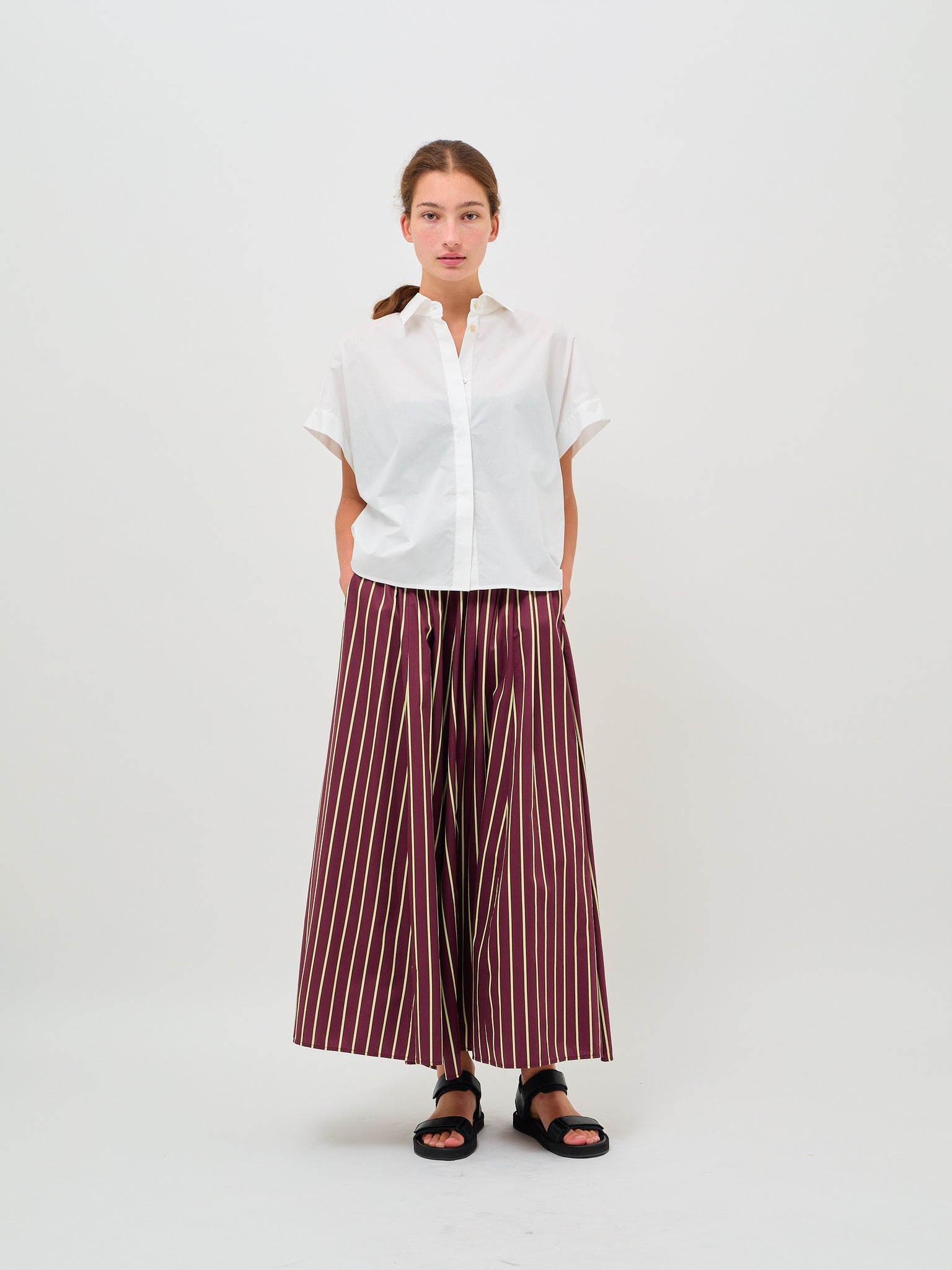 Cotton Popline Boxy Shirt Bianco