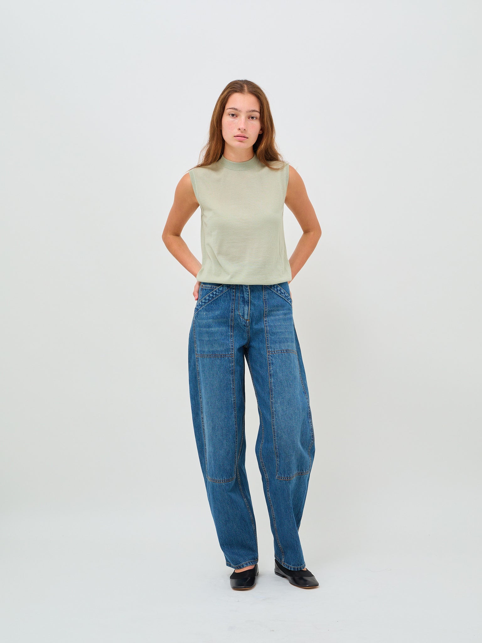 Shell Tank Fine Cashmere Alfafa