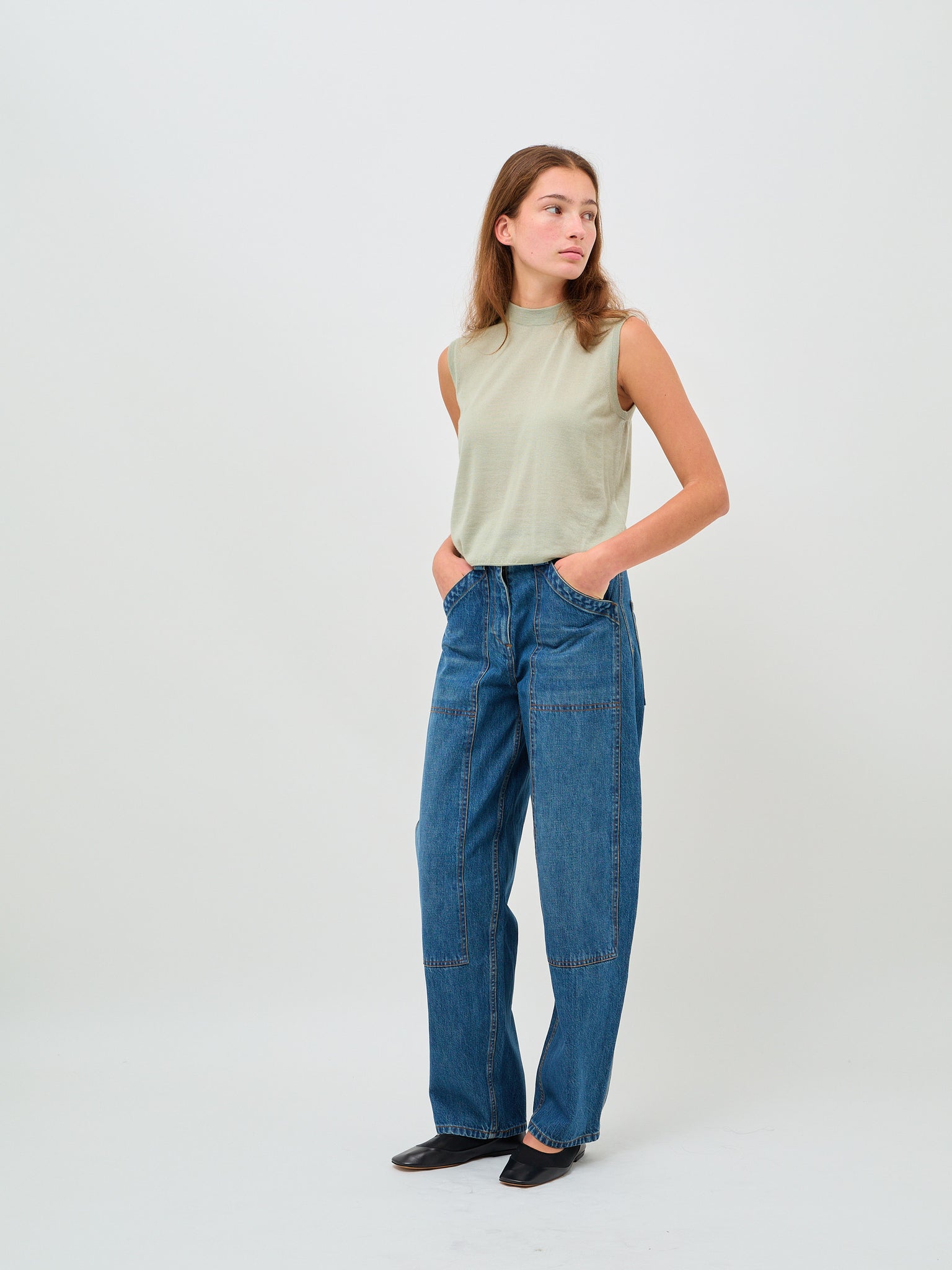 Shell Tank Fine Cashmere Alfafa