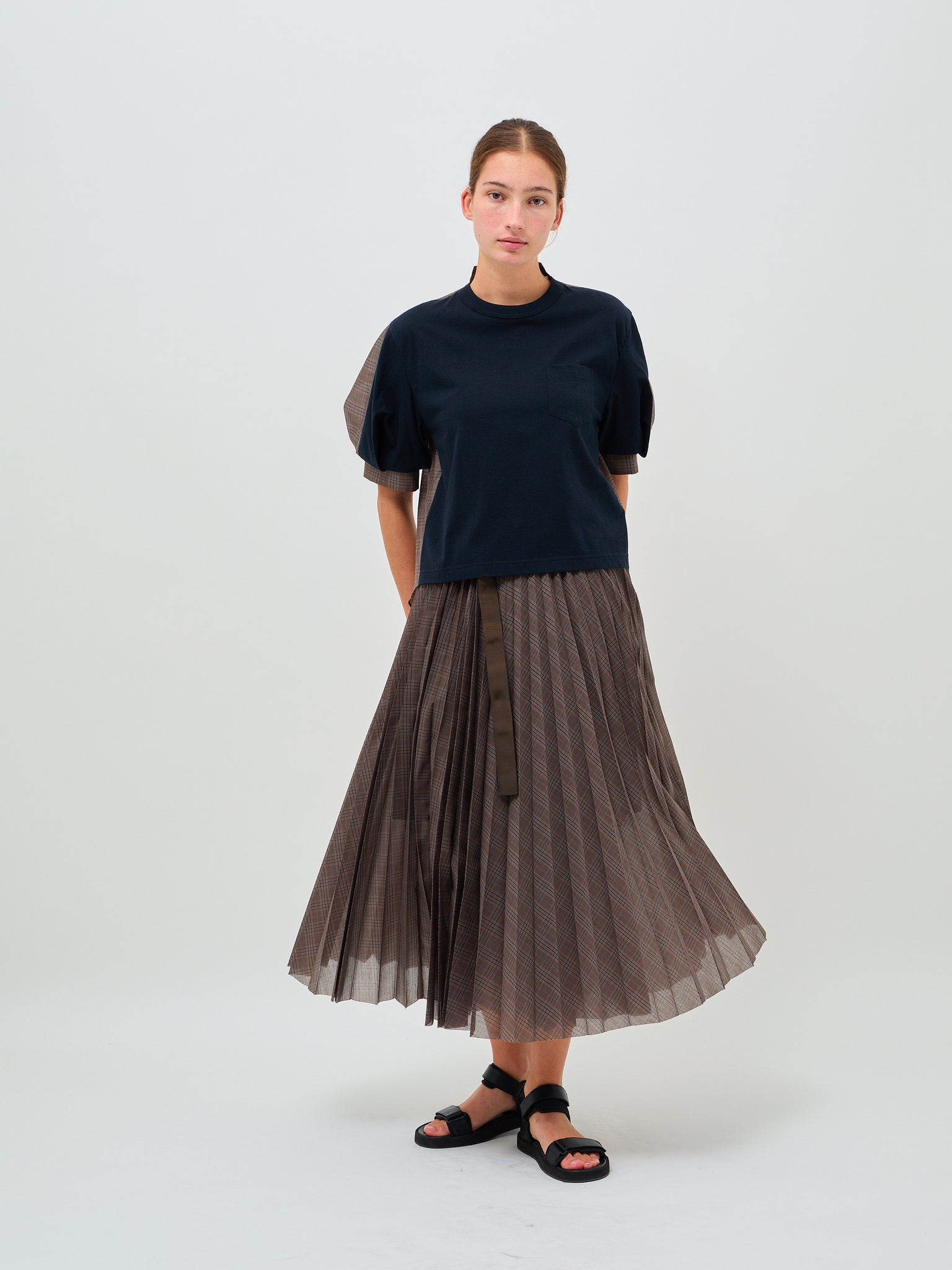 Spun Organza Skirt Brown Check