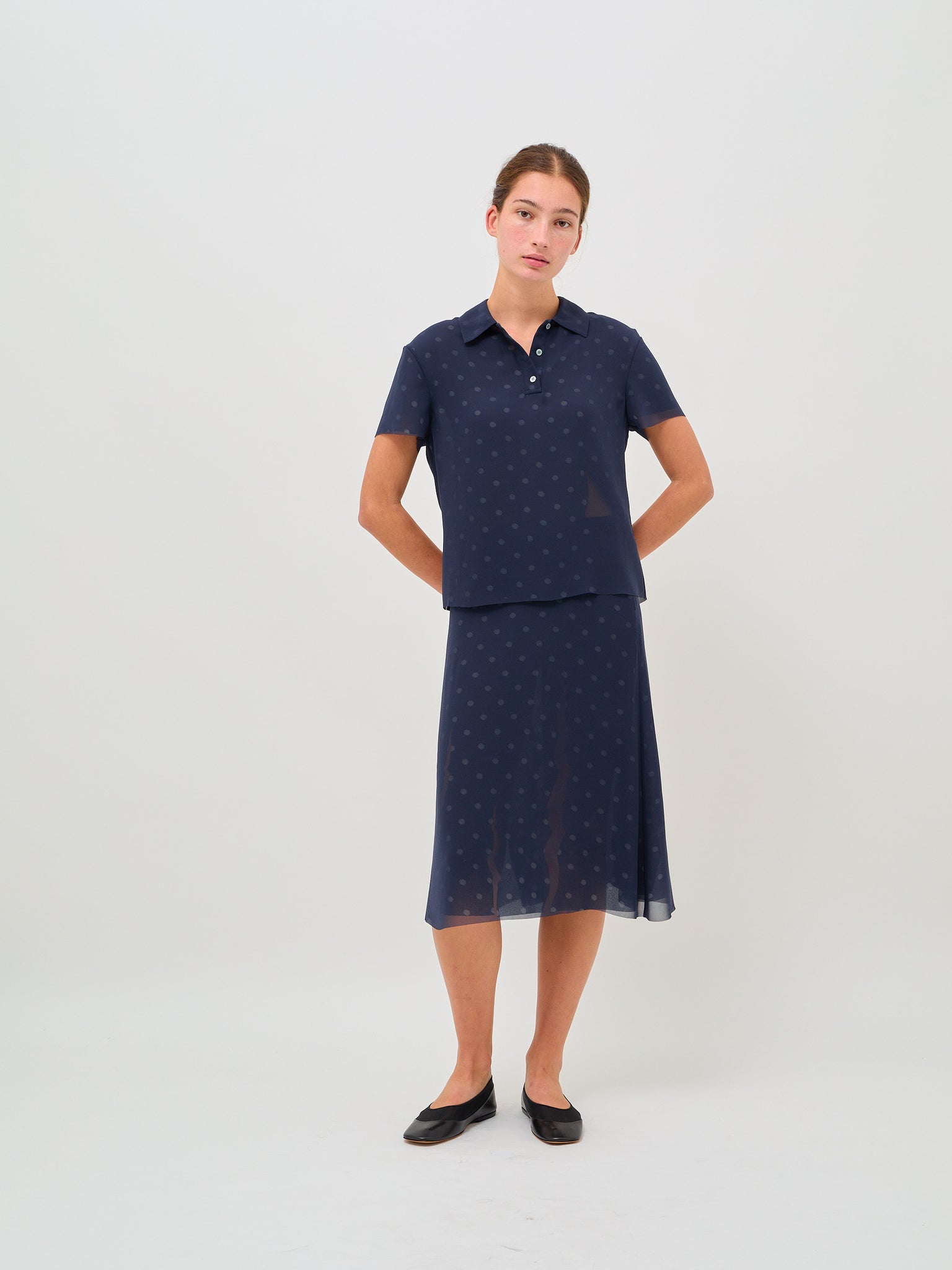 Layered Blouse Navy White