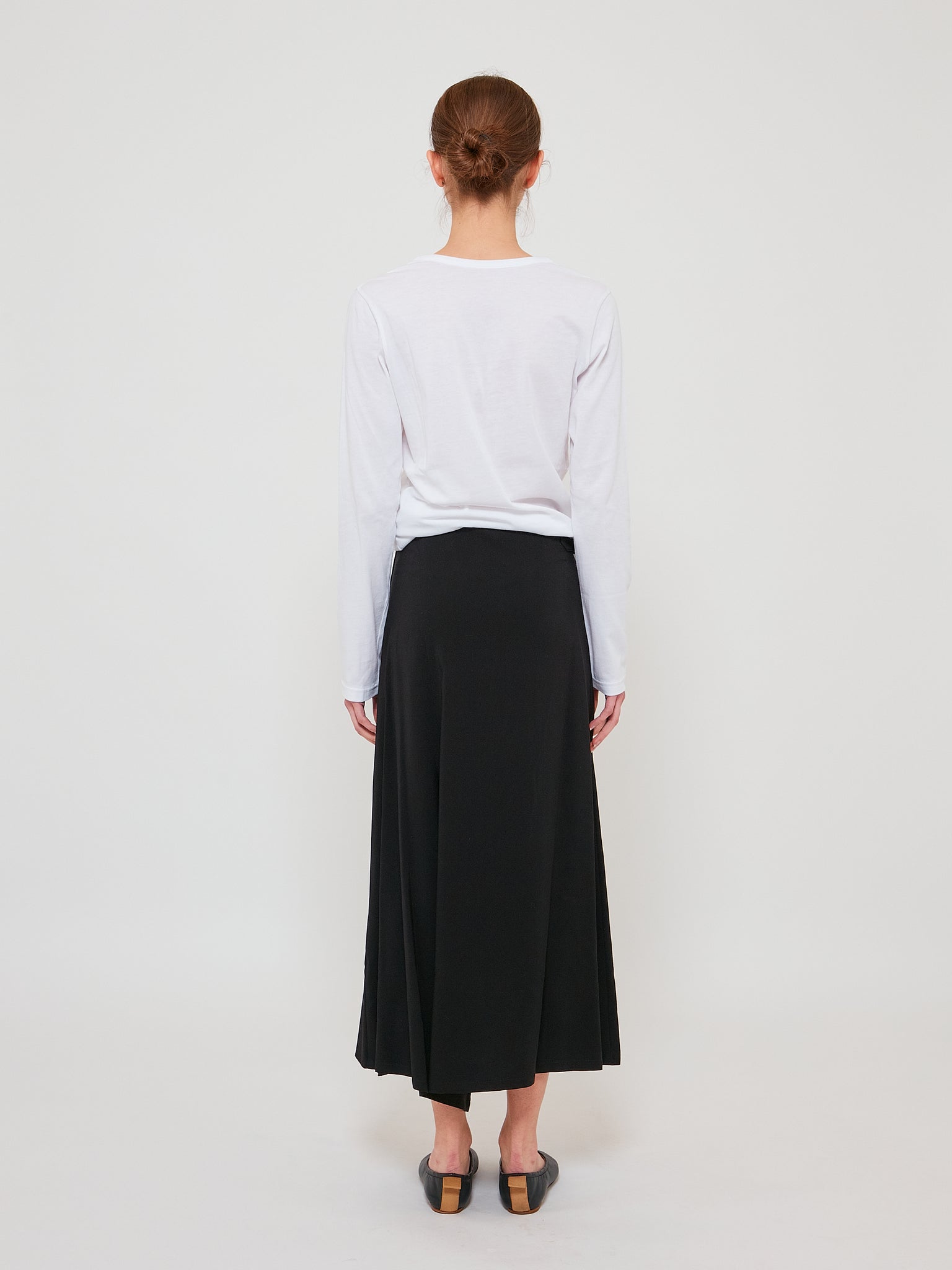 O Left Side Split Pleat Skirt Pant Black