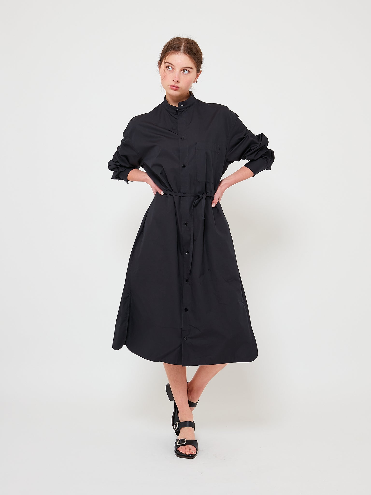 Shirt Dress with Drawstring Caviar