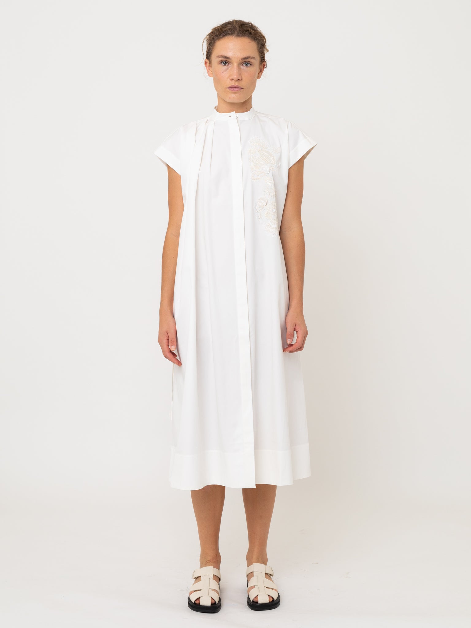 Embroidered Dress White Cotton