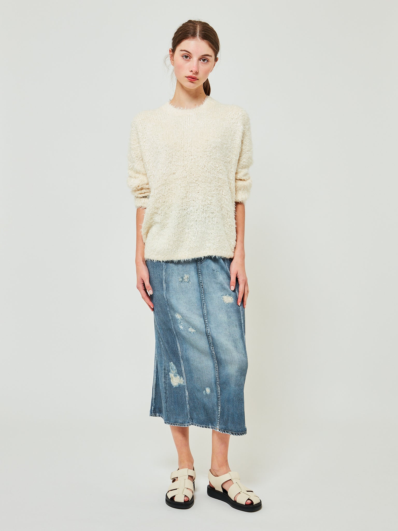 Denim Print Knit Skirt