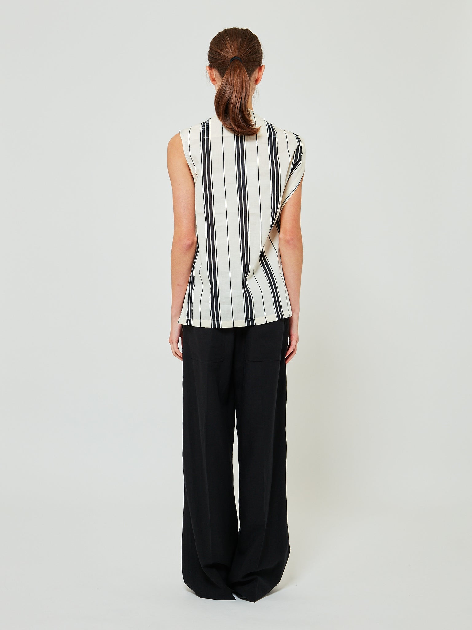 Tako Sleeveless Top White Black Stripes