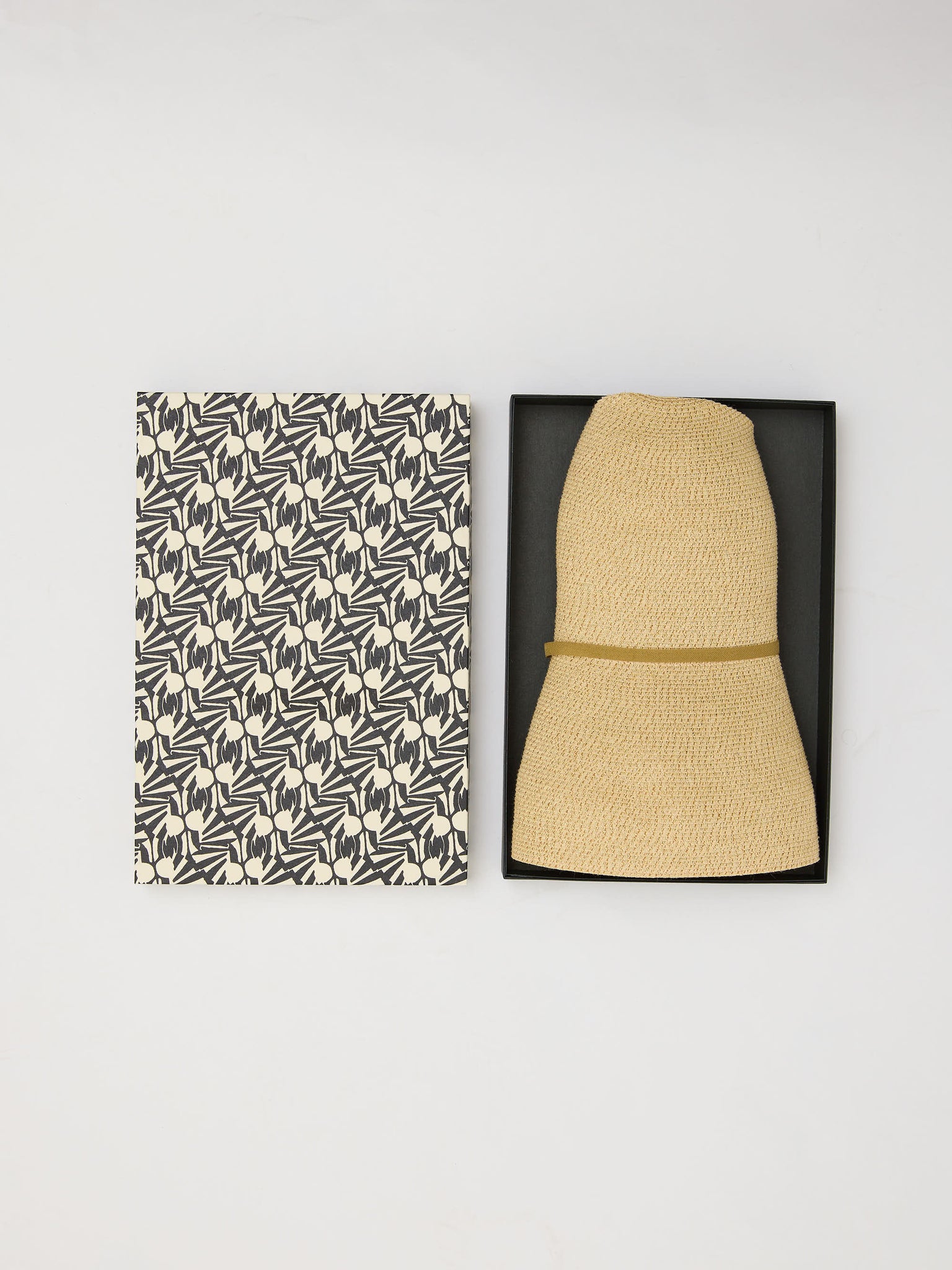 Paper Braid Light Hat Wide Rim Natural and Green Tea