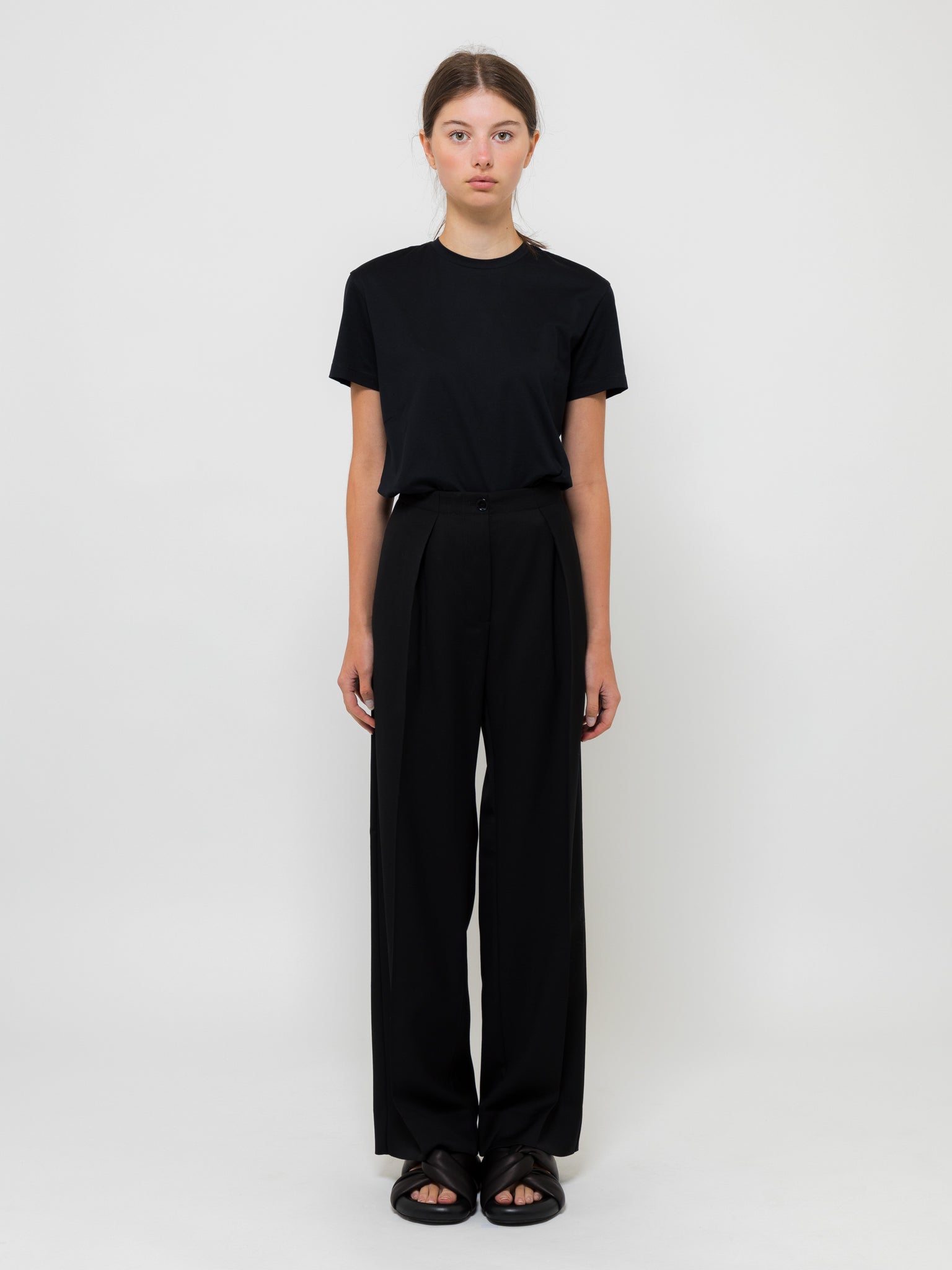 Tailored Pinstripe Trousers Black