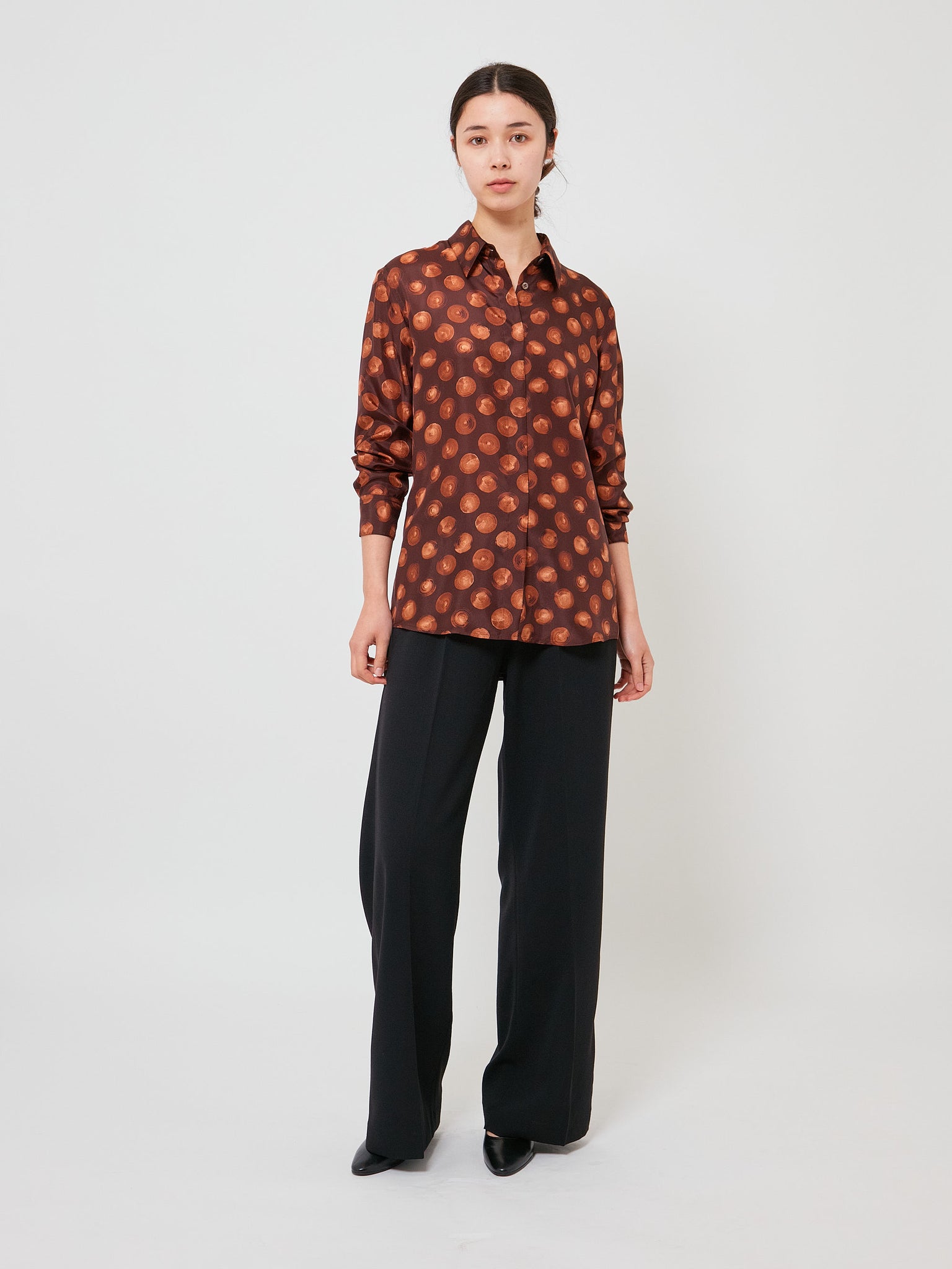 Clavel Shirt Brown Big Polka Dots