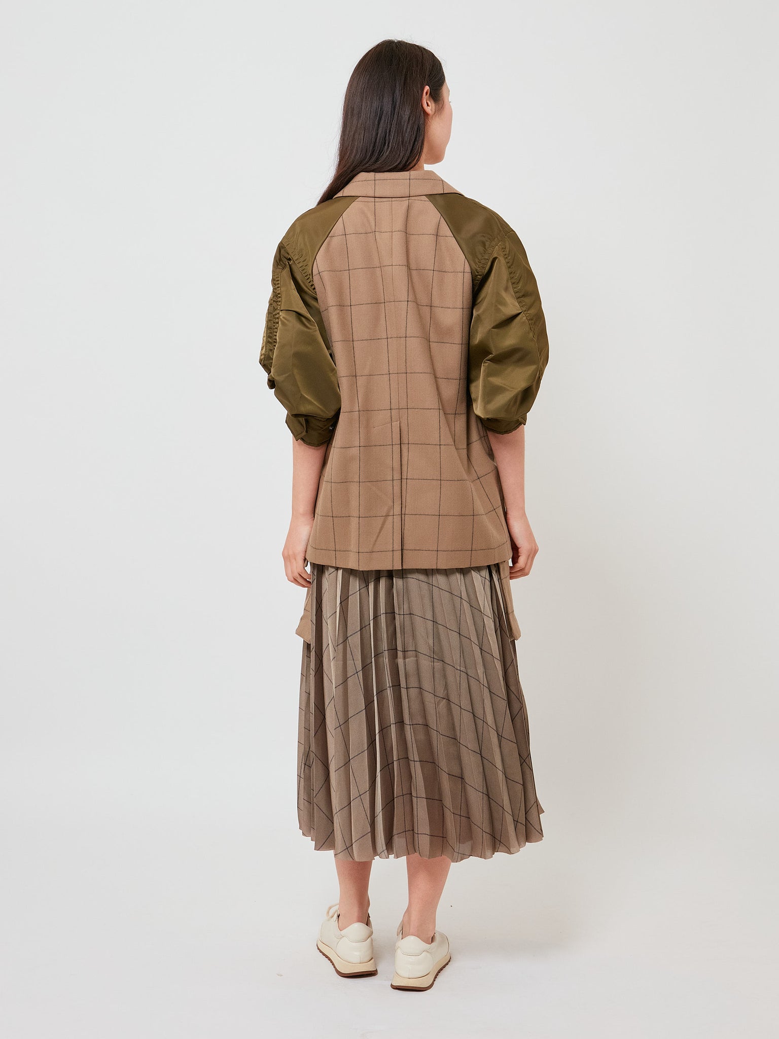 Windowpane x Nylon Twill Jacket Beige Olive