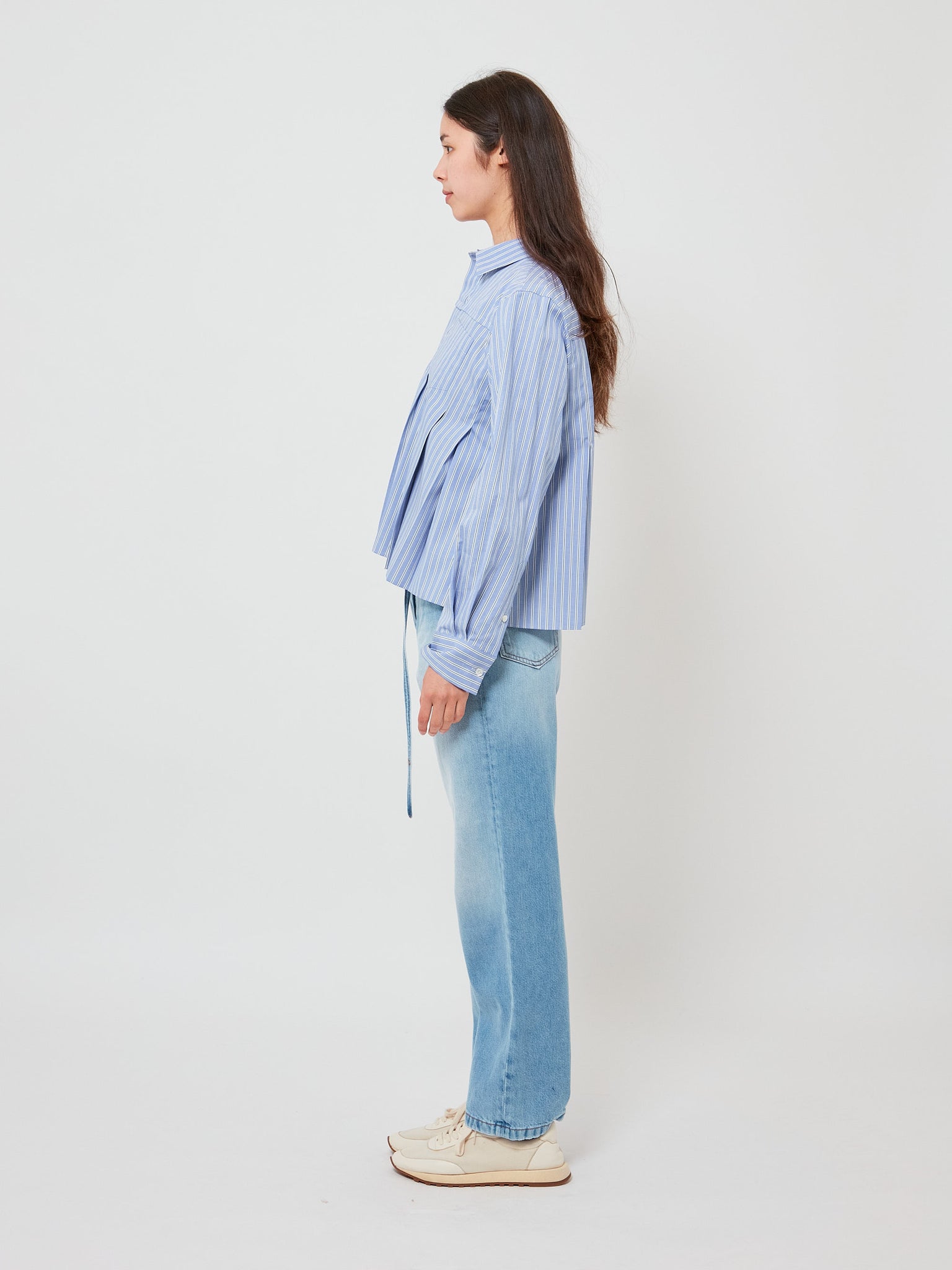 Cotton Poplin Shirt Light Blue Stripe