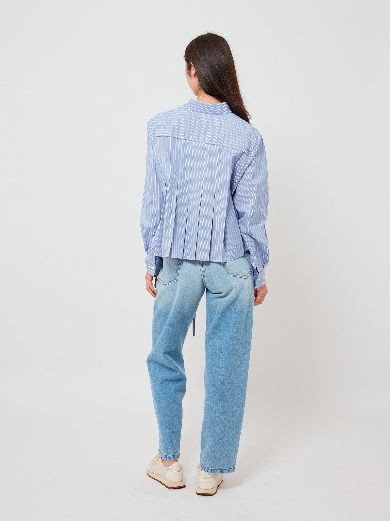 Cotton Poplin Shirt Light Blue Stripe