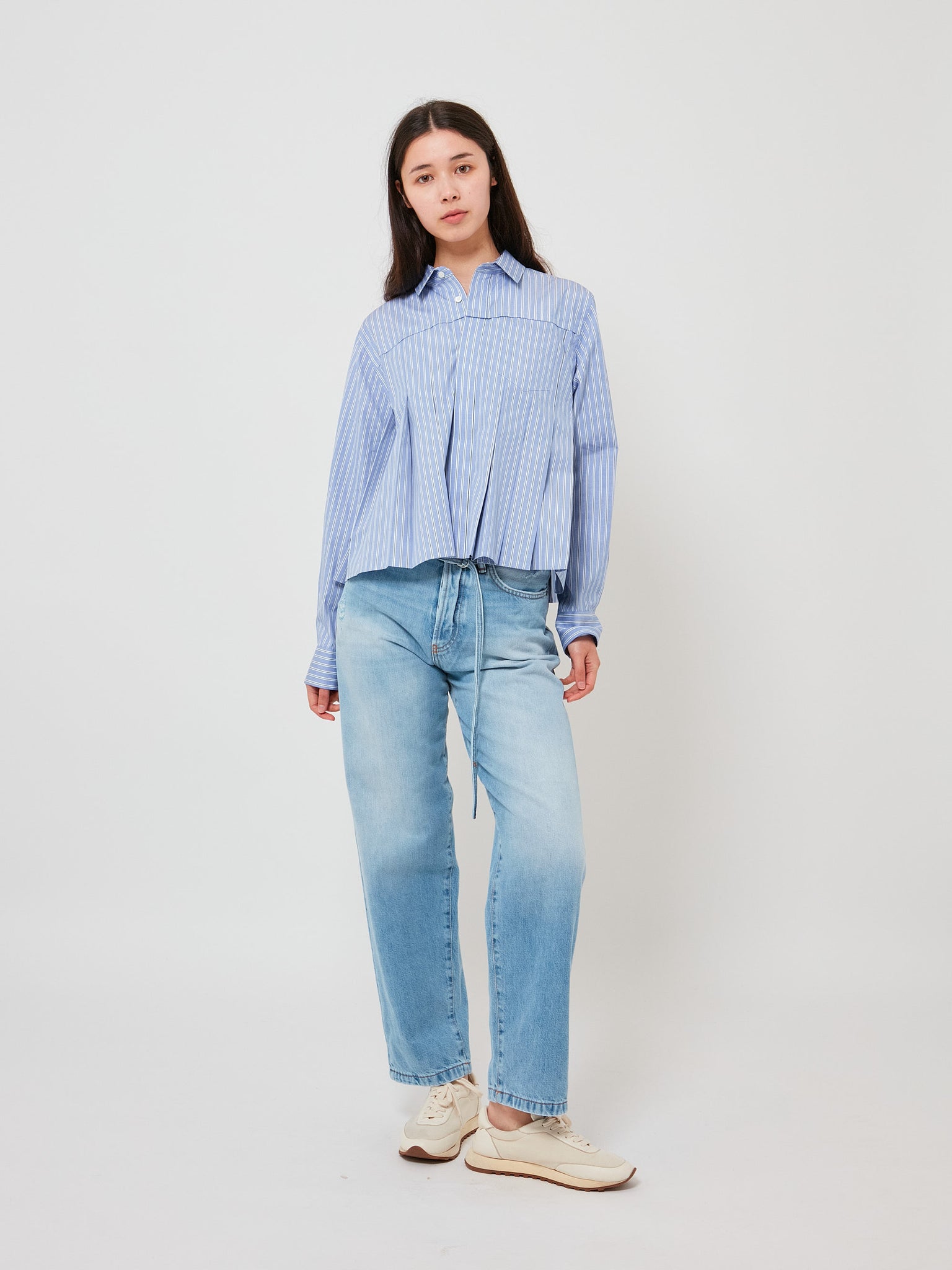 Cotton Poplin Shirt Light Blue Stripe