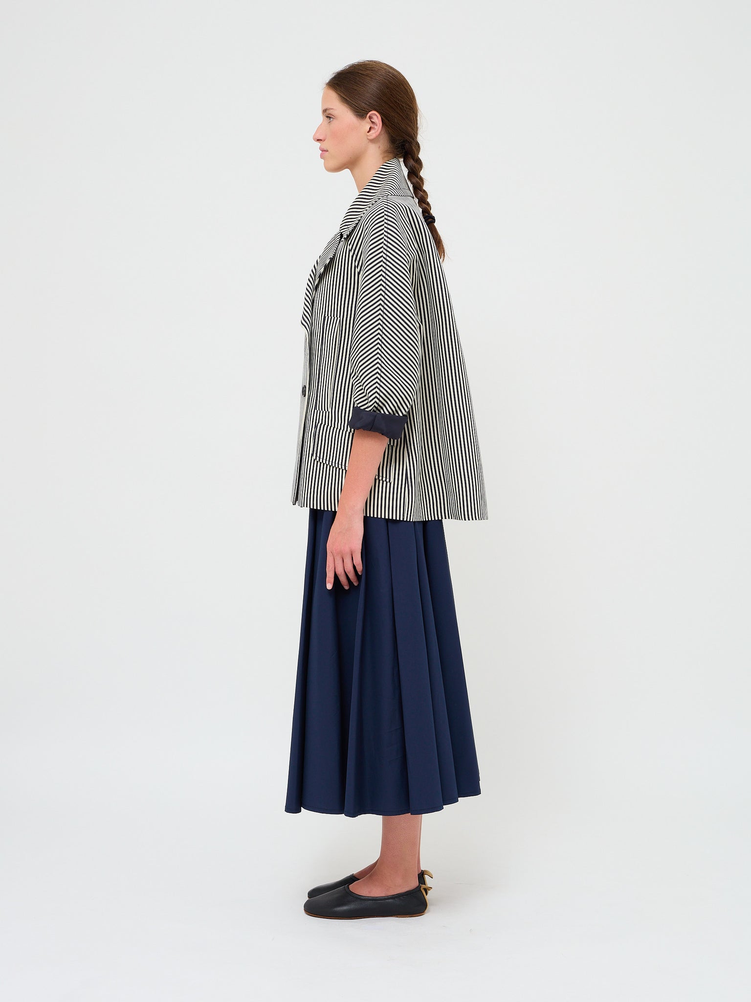 Pea Jacket Navy White Stripe