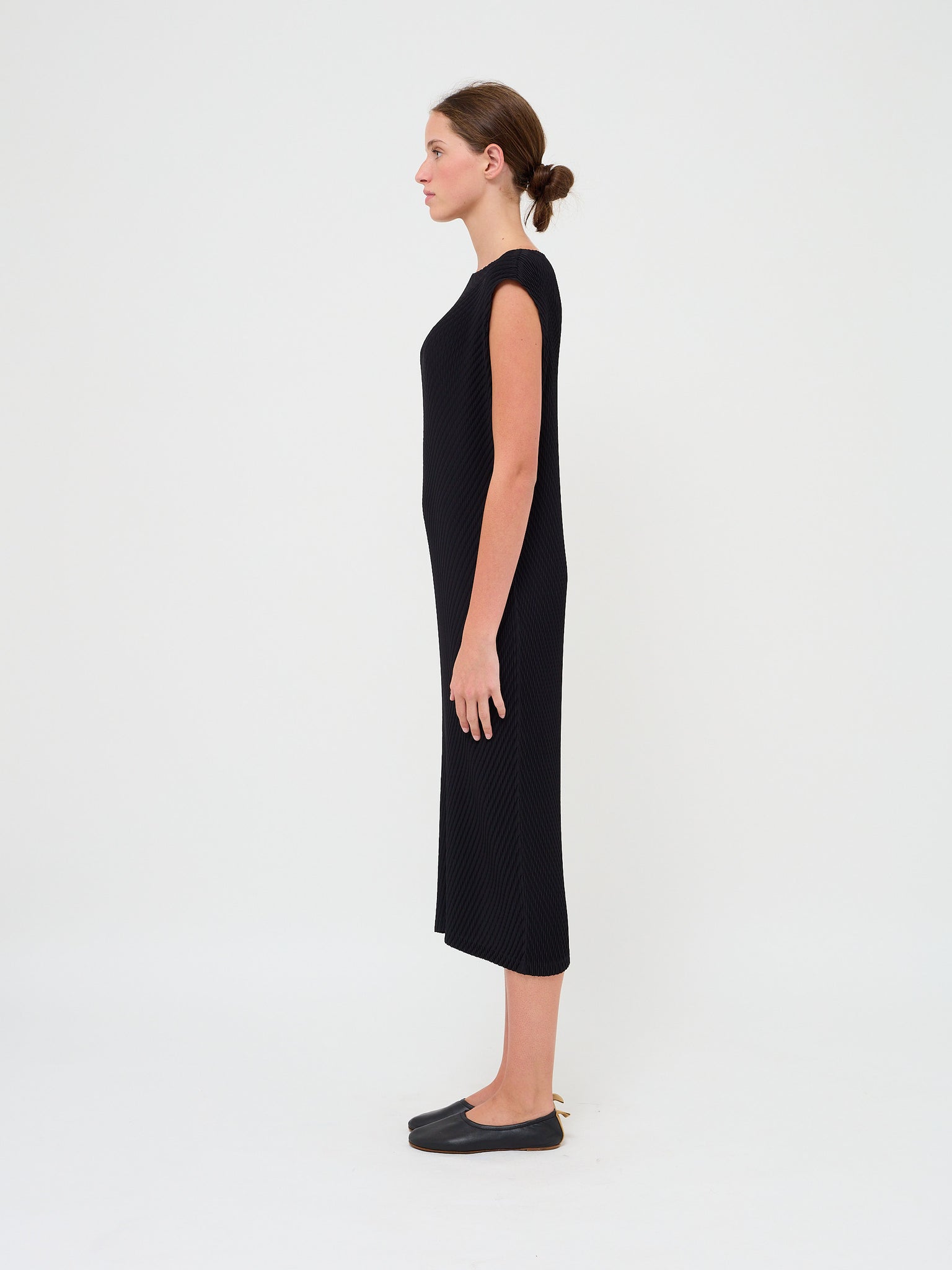 Rhombus Pleat Dress Black