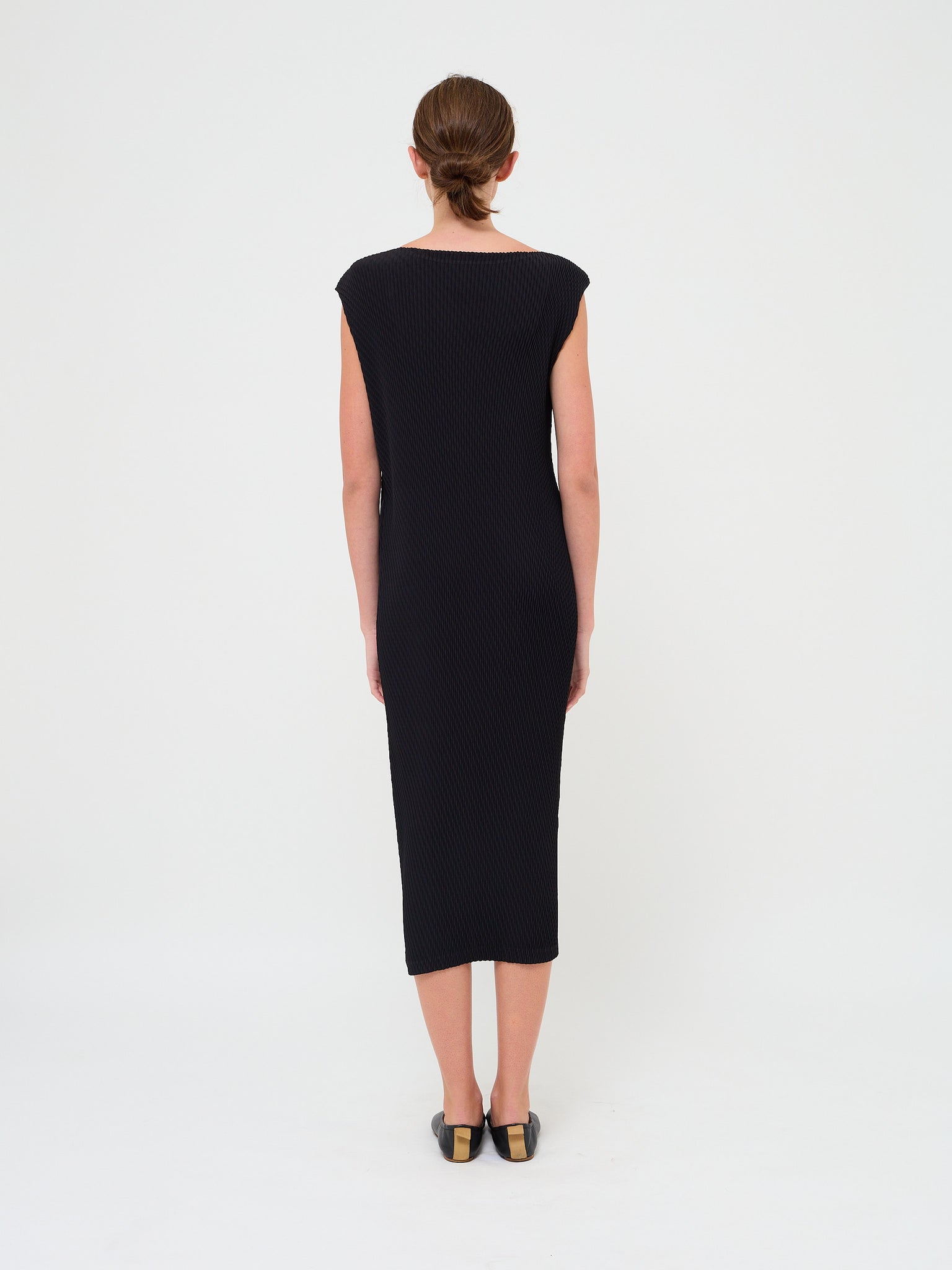 Rhombus Pleat Dress Black