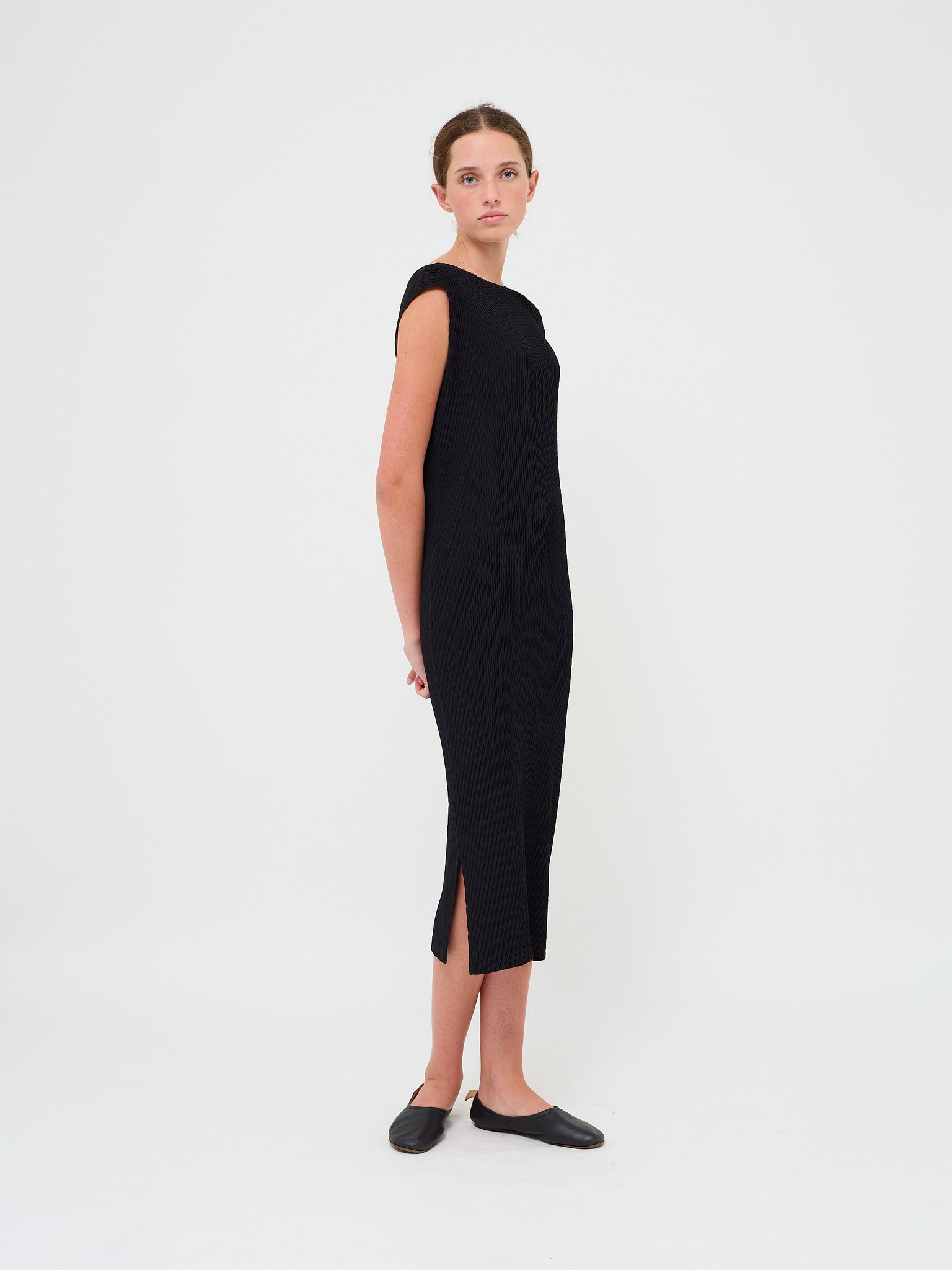 Rhombus Pleat Dress Black