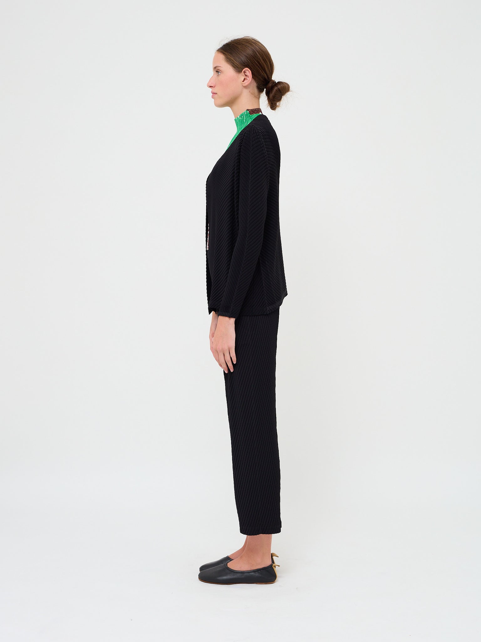 Rhombus Pleat Cardigan Black