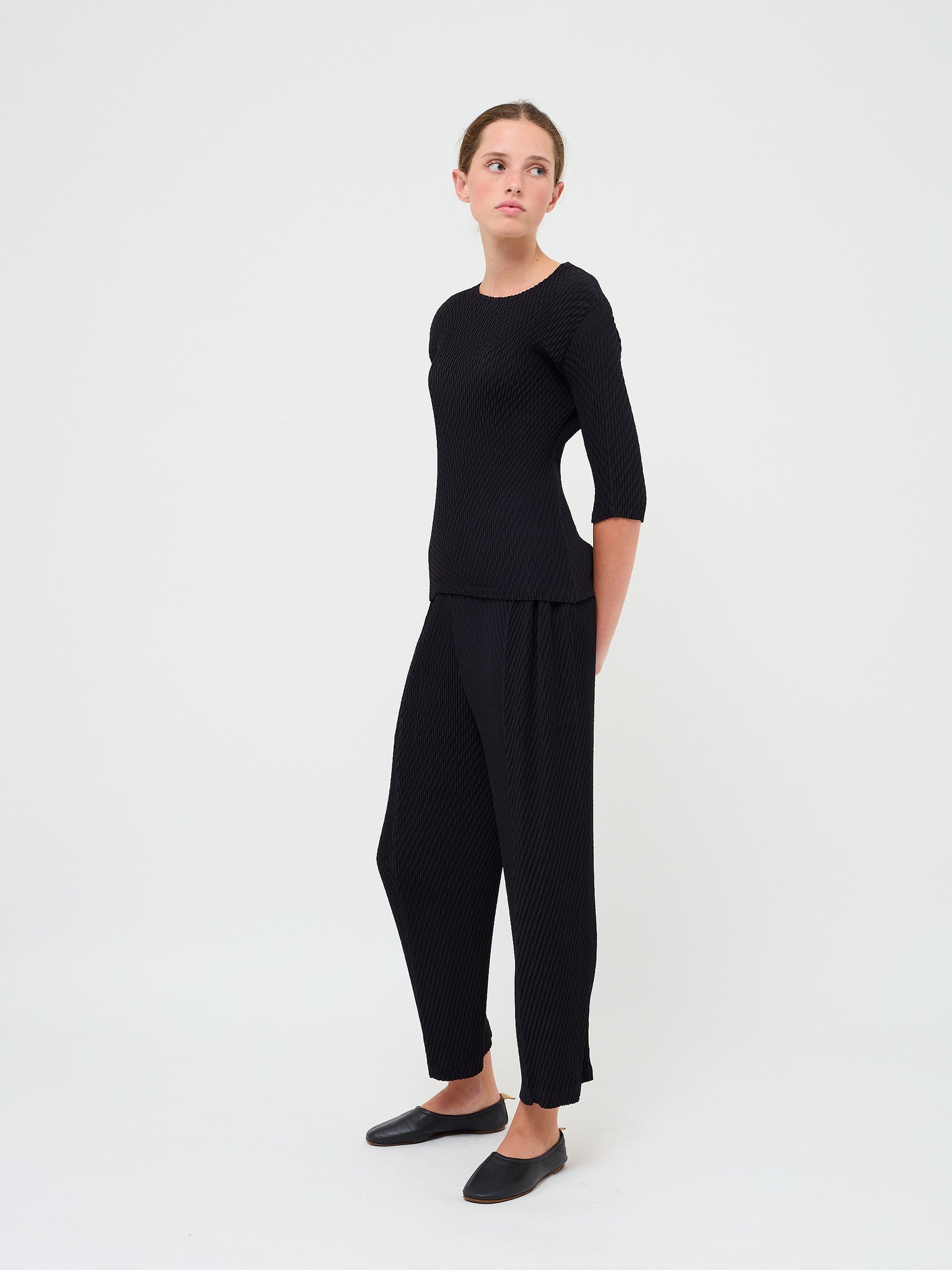 Rhombus Pleat Pants Black