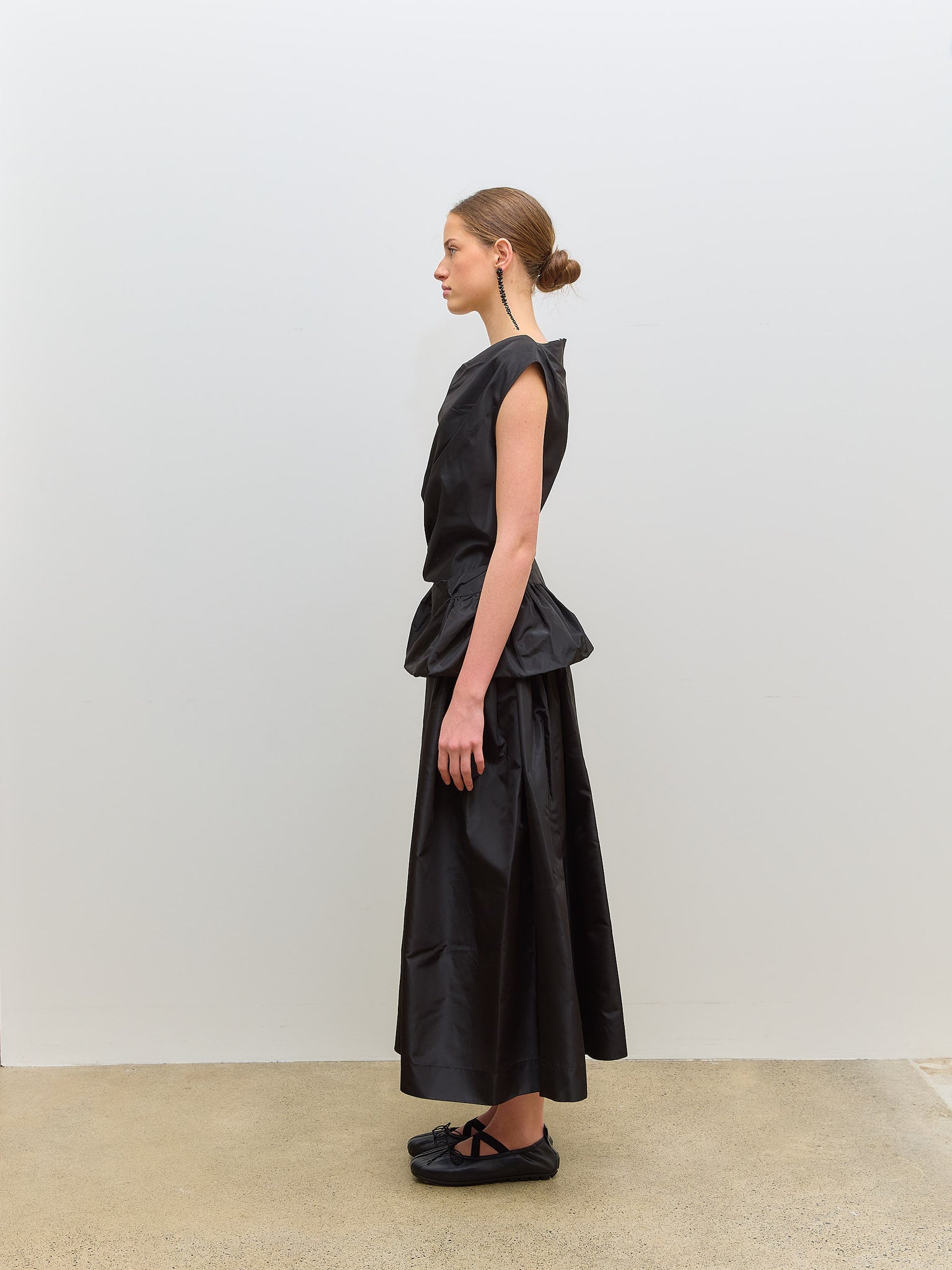 Peplum Top Black Taffeta