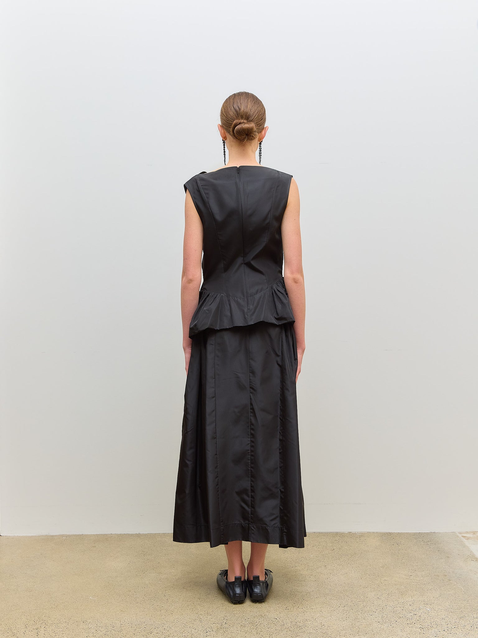 Hip Detail Bind Skirt Taffeta Black