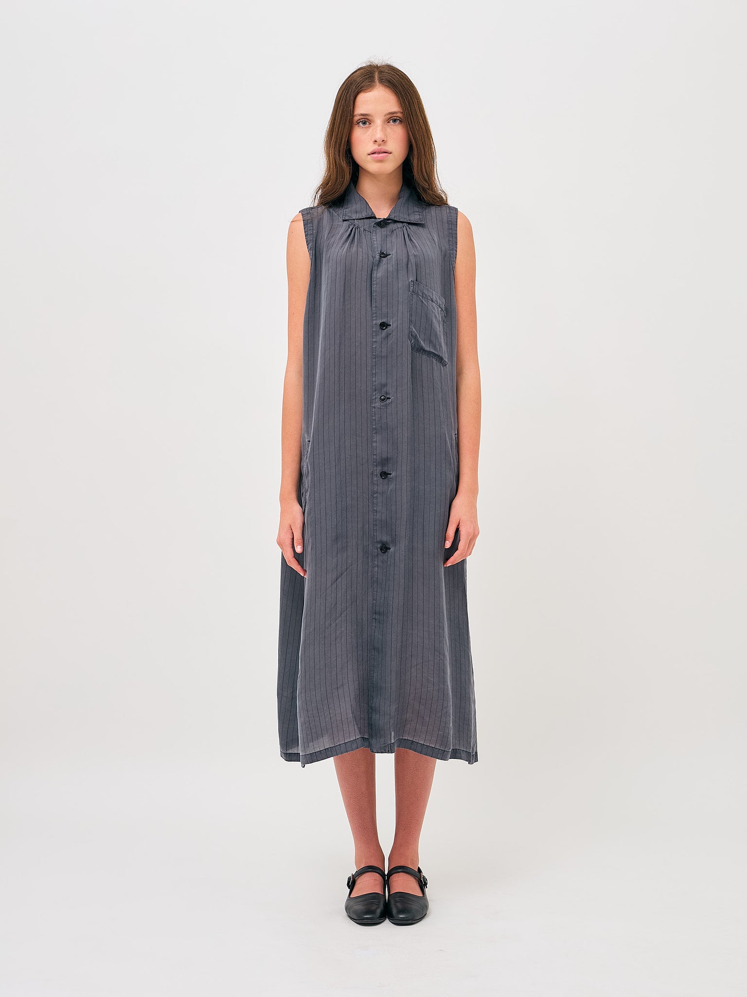 U Sleeveless Dress Blue Grey