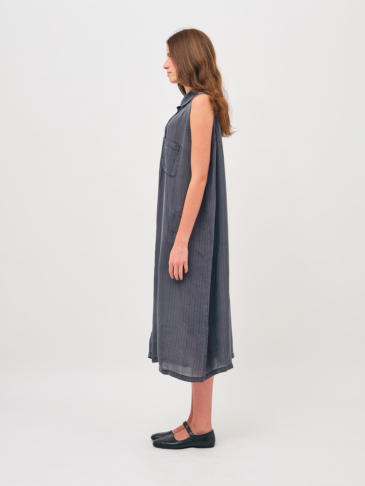 U Sleeveless Dress Blue Grey