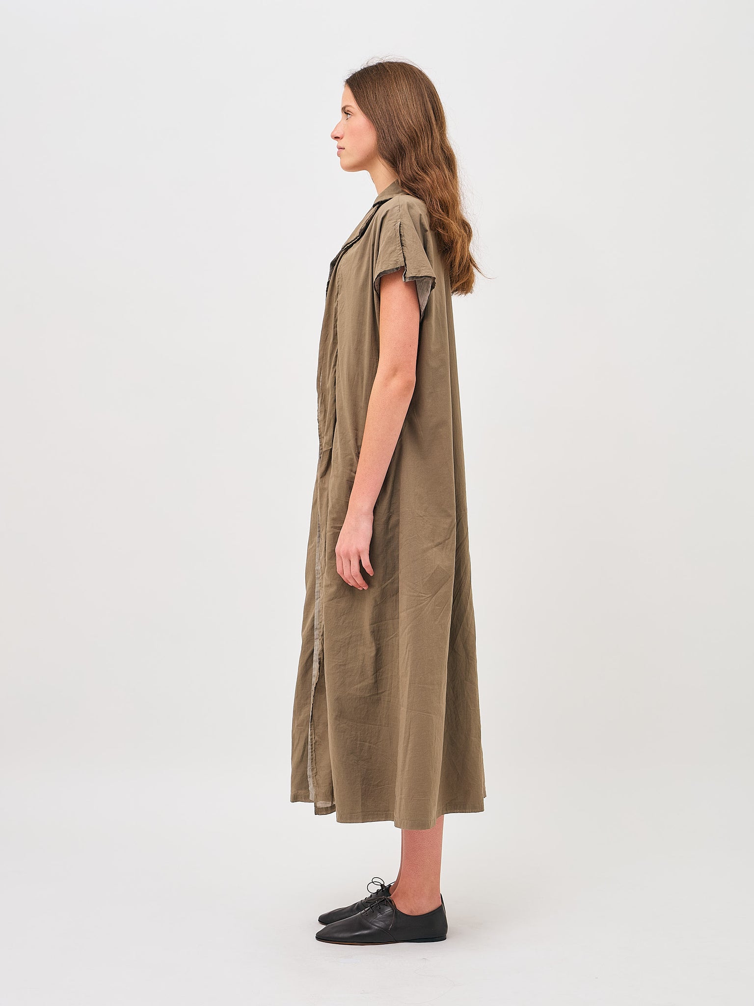 O-French Sleeve Dress Beige