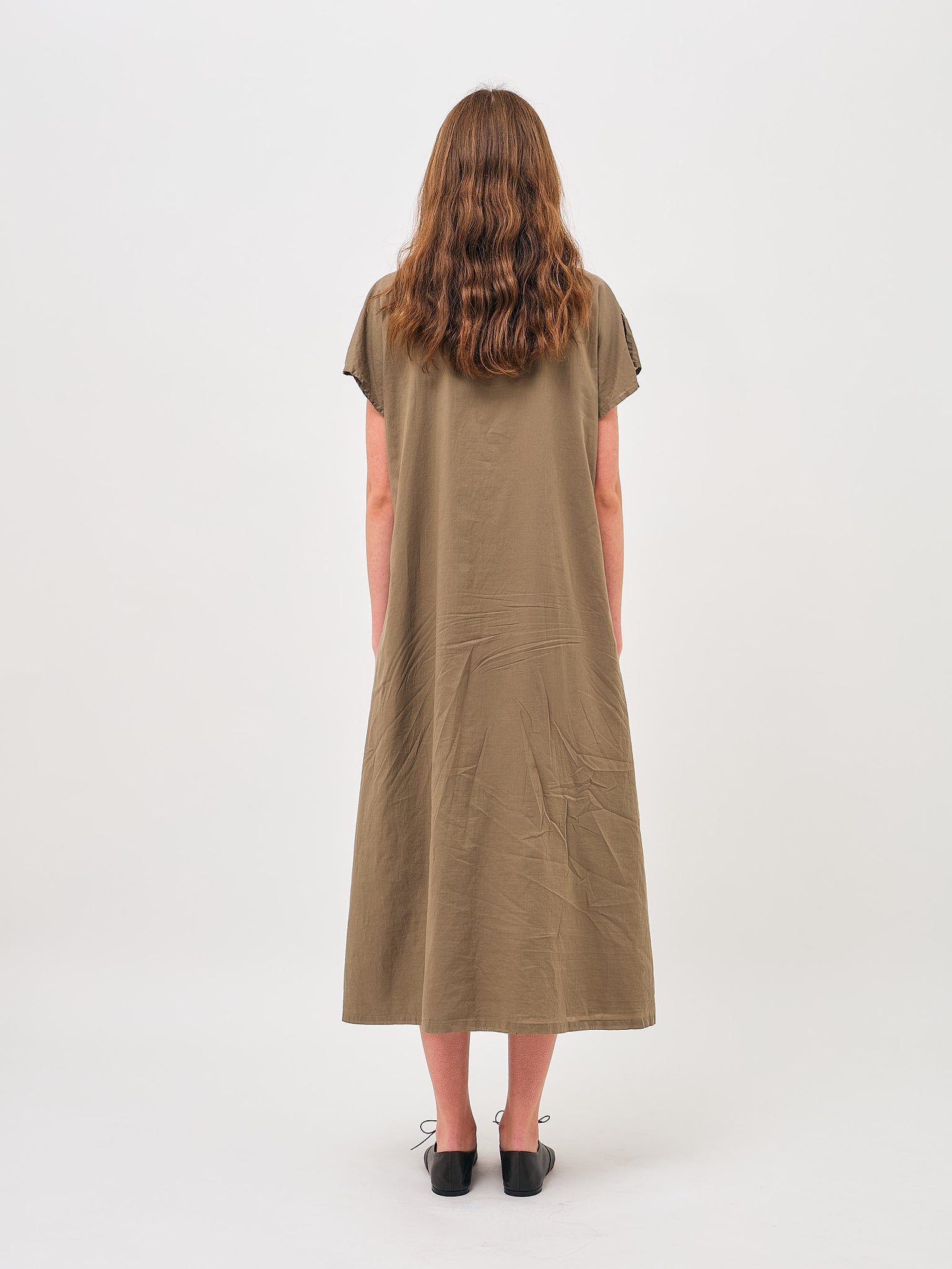 O-French Sleeve Dress Beige