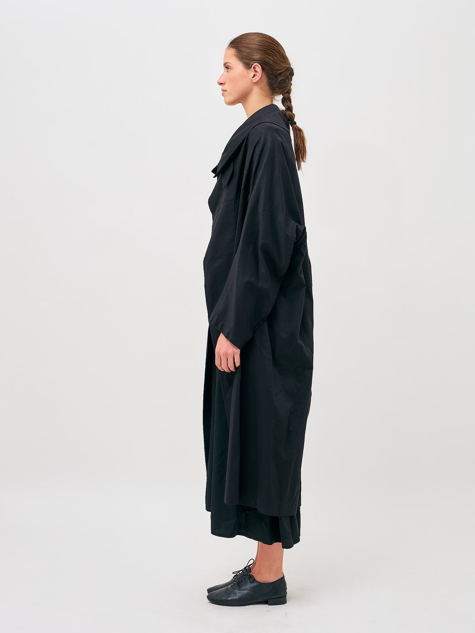 U-Long Cape Cotton Black