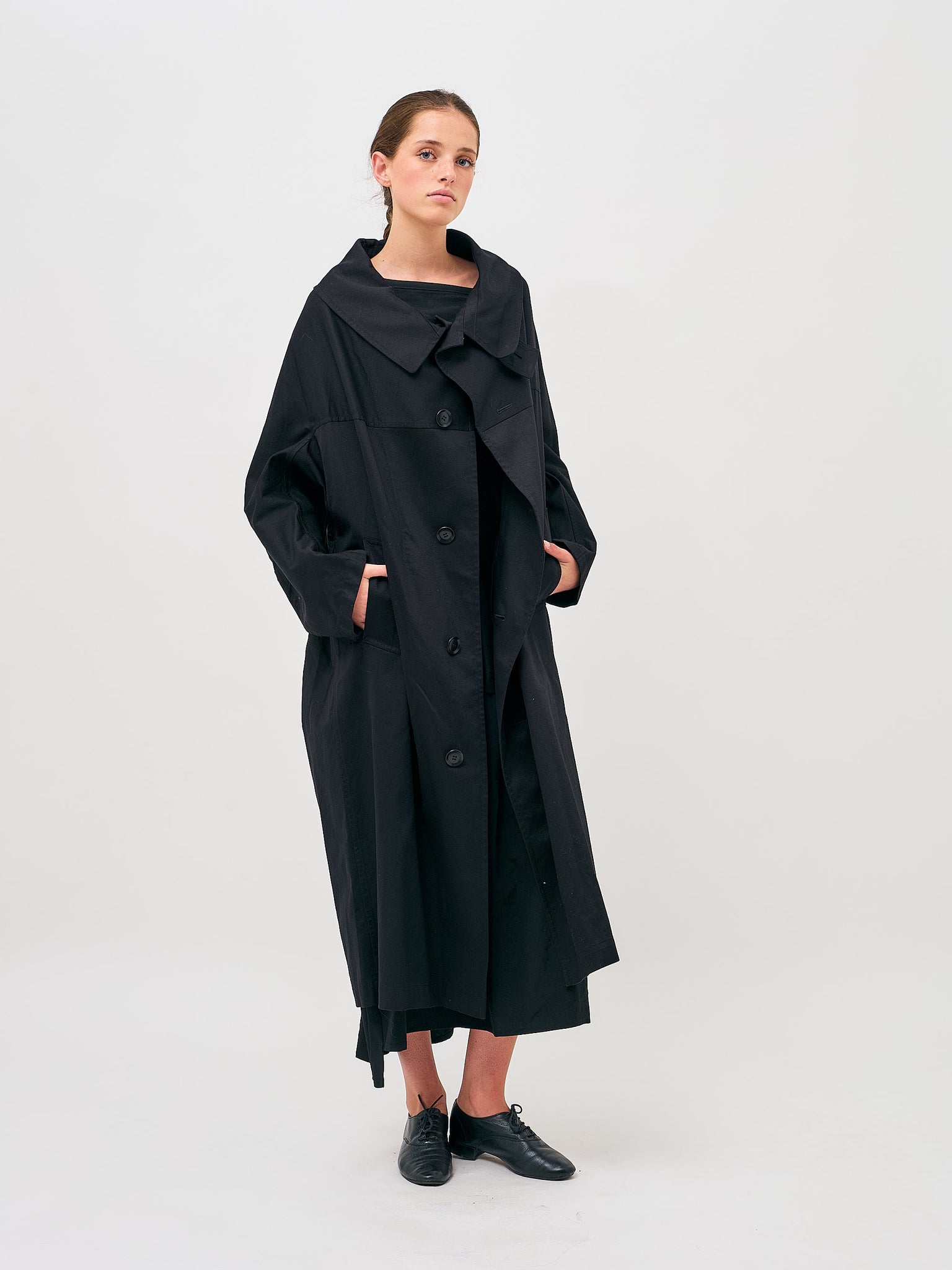 U-Long Cape Cotton Black