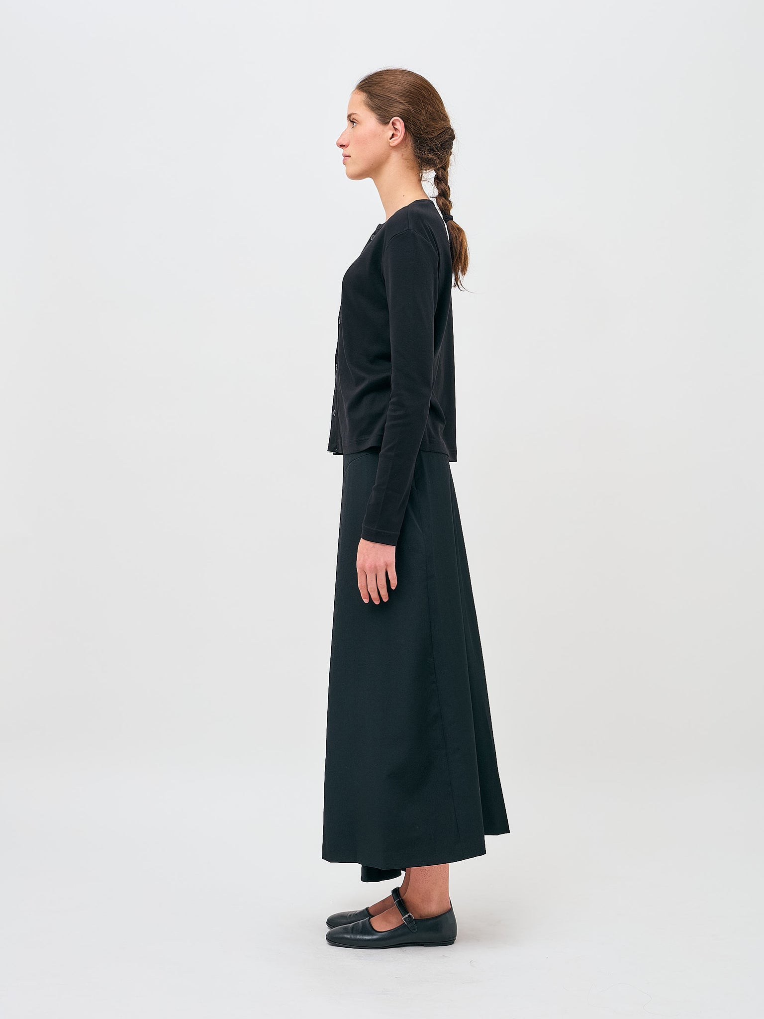 Asymmetry Flare Skirt Wool Black