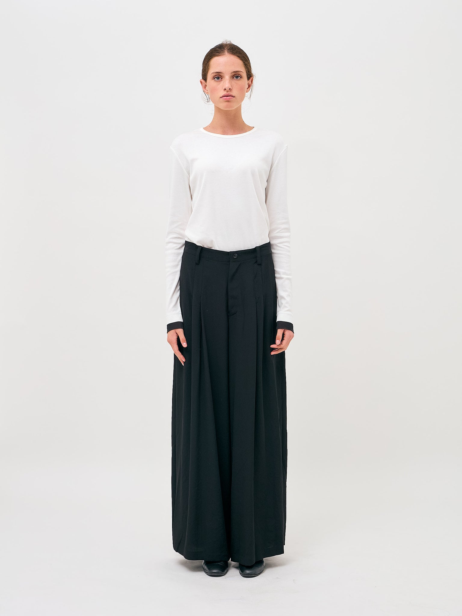 Tucked Wide Pants Black