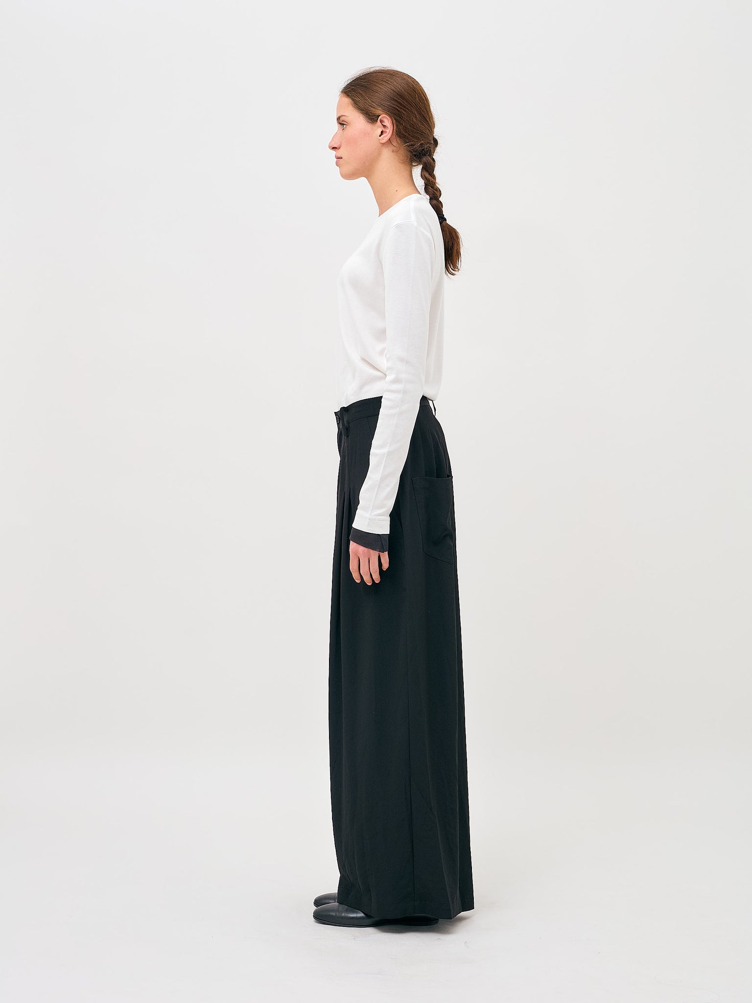 Tucked Wide Pants Black