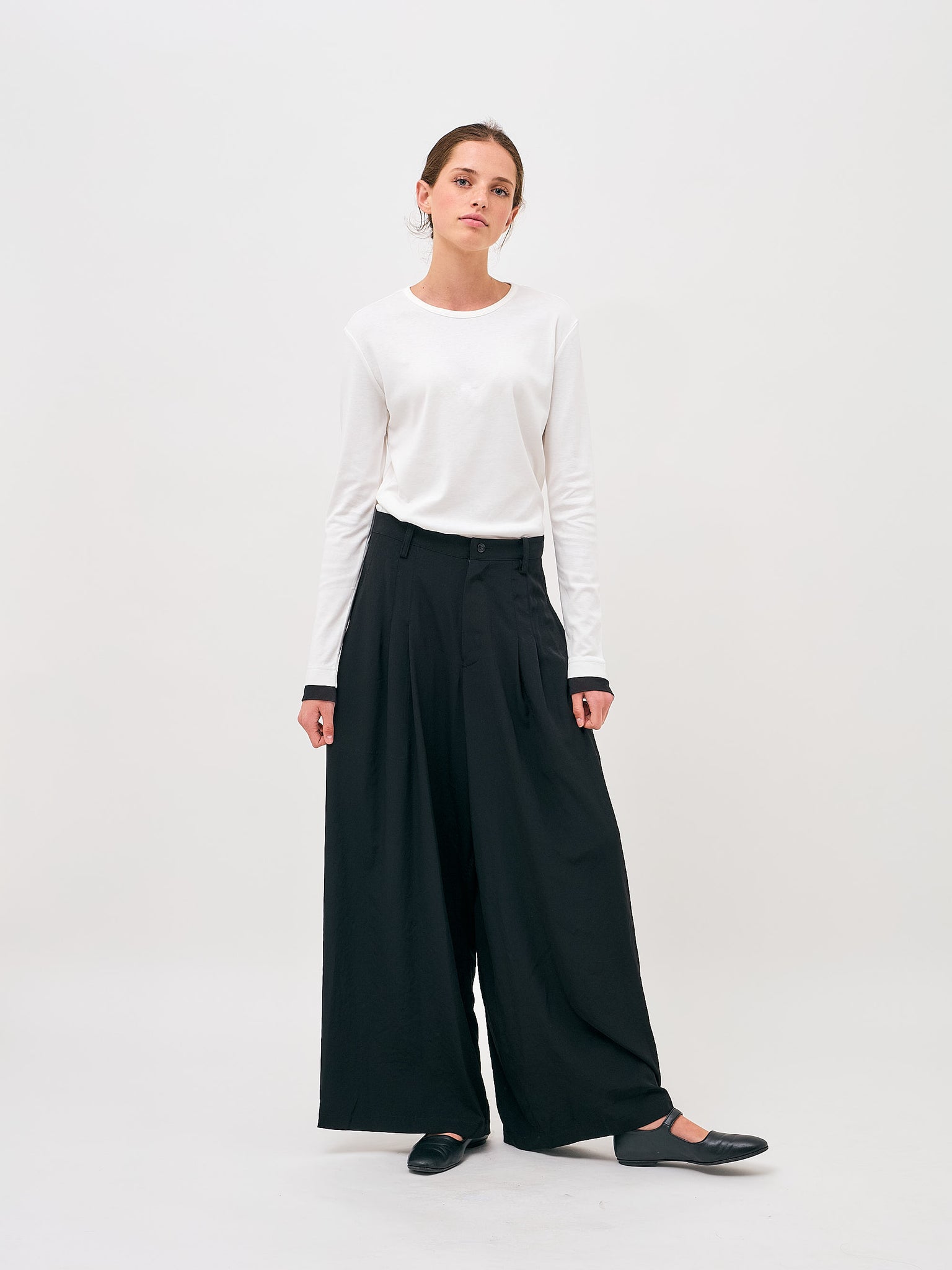 Tucked Wide Pants Black