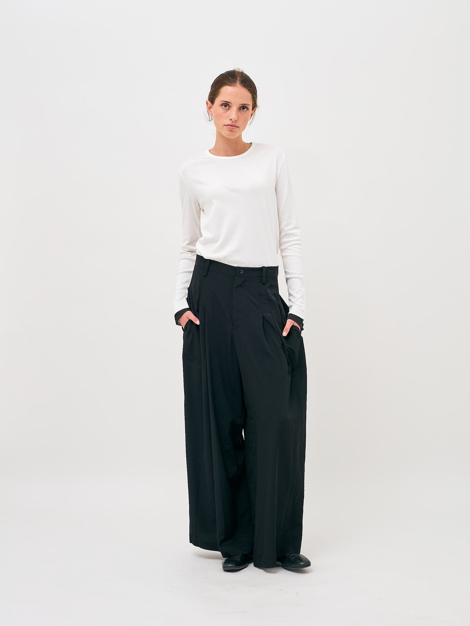 Tucked Wide Pants Black