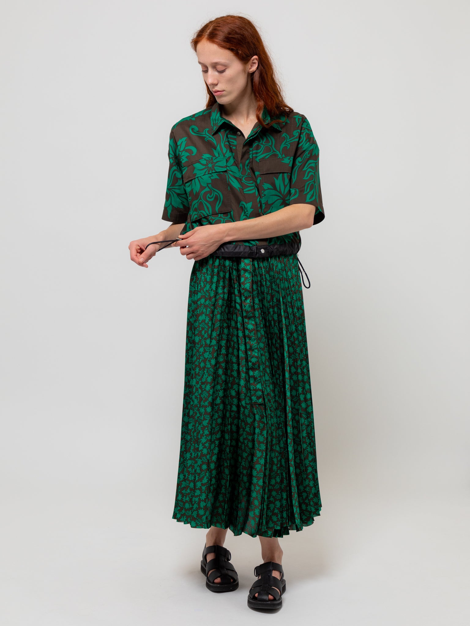Floral Print Skirt Green