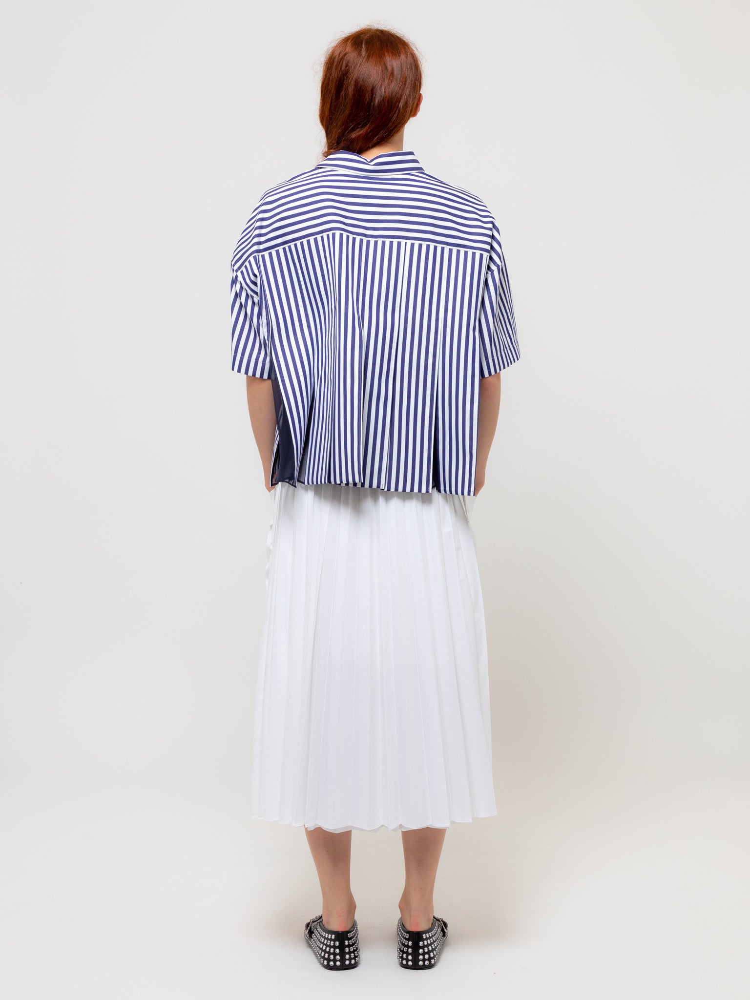 Thomas Mason x Cotton Poplin Shirt Navy Stripe