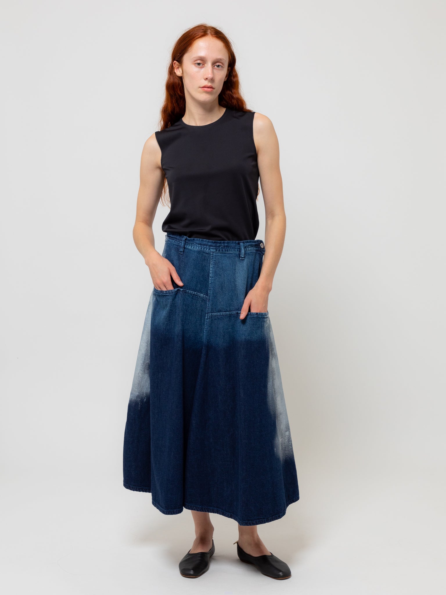 Panel Pocket Skirt Indigo Denim
