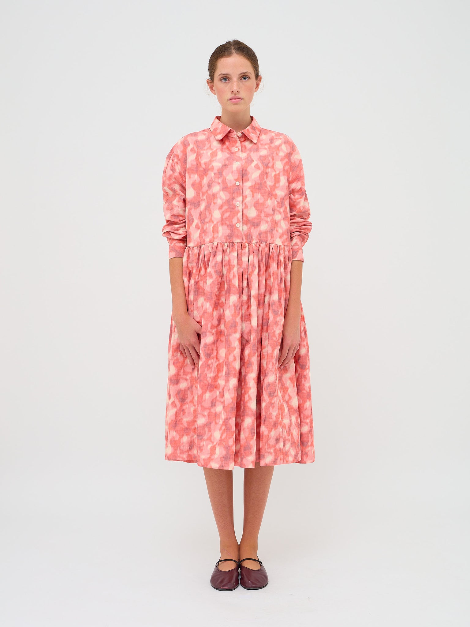 Paga Rouch Dress Ikat Coral