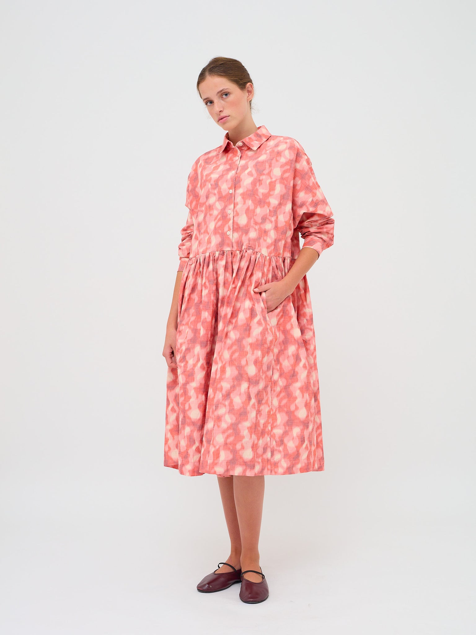 Paga Rouch Dress Ikat Coral