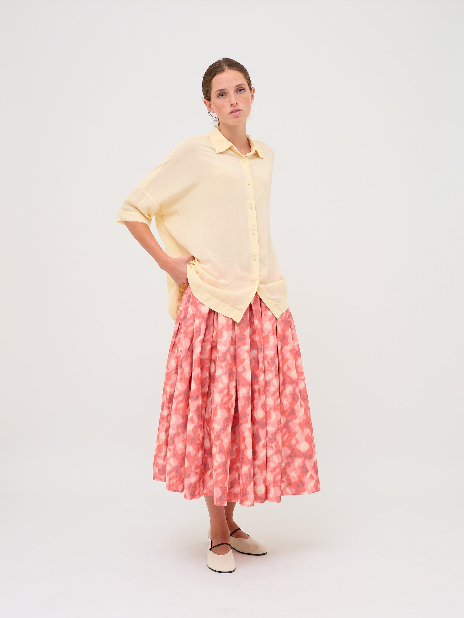 Double Rideau Skirt Ikat Coral