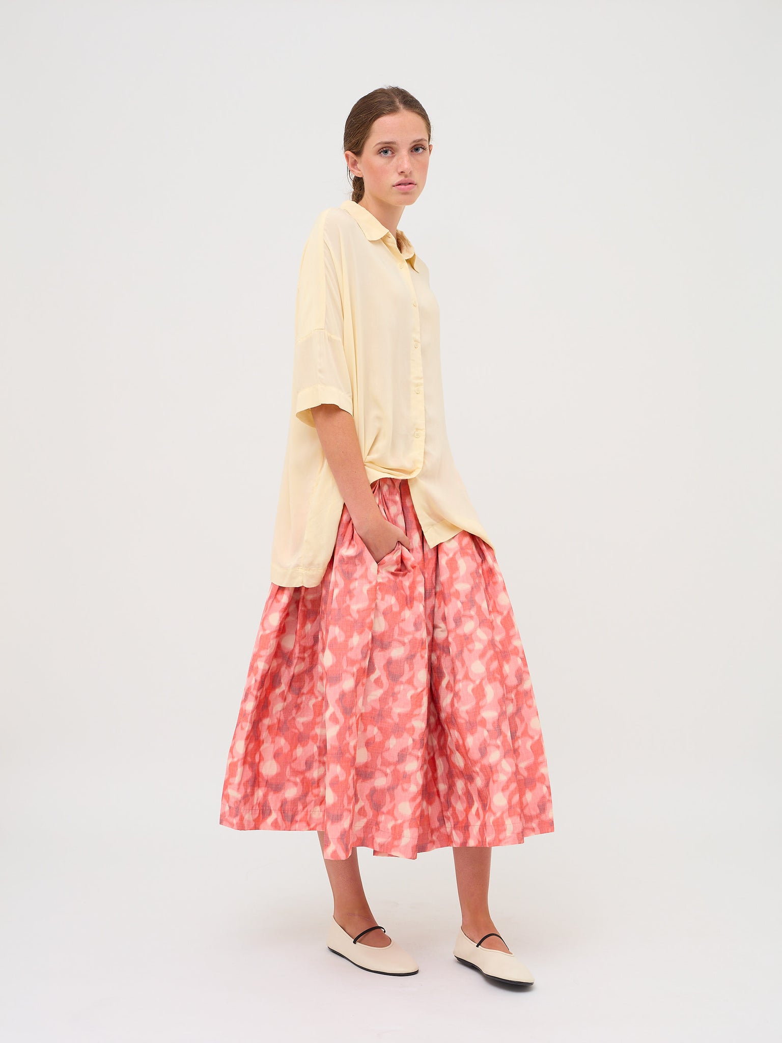 Double Rideau Skirt Ikat Coral