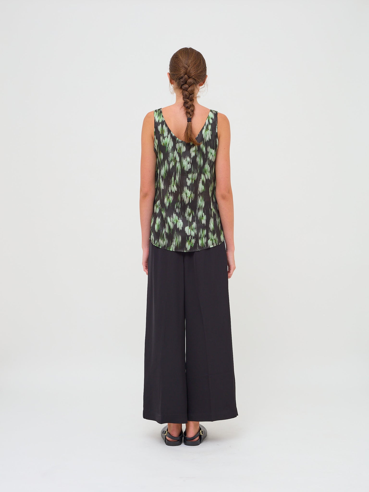 Telah Tank Top Black Ikat Silk