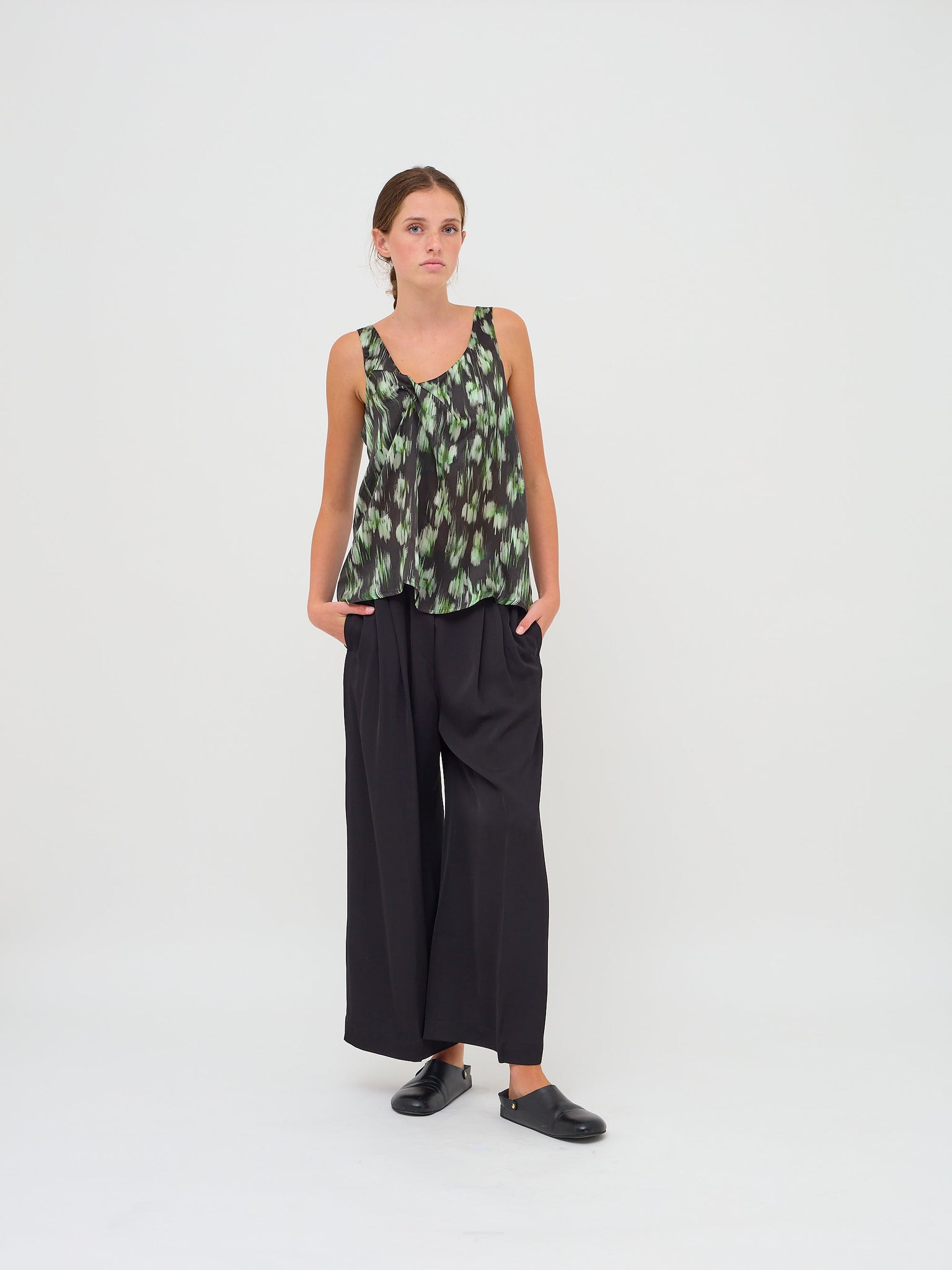 Pima Wide Leg Cropped Black