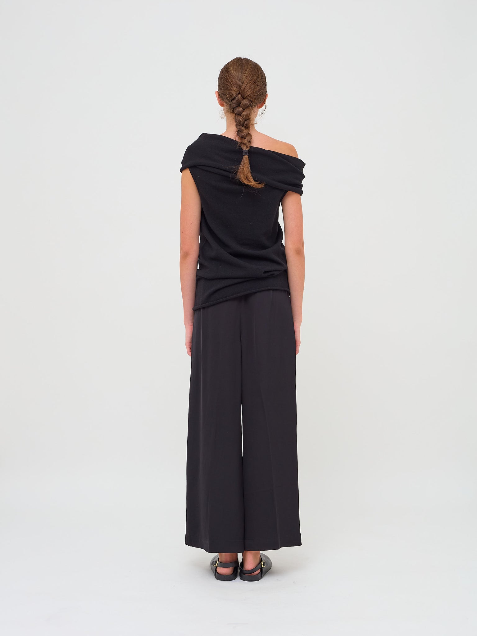 Pima Wide Leg Cropped Black