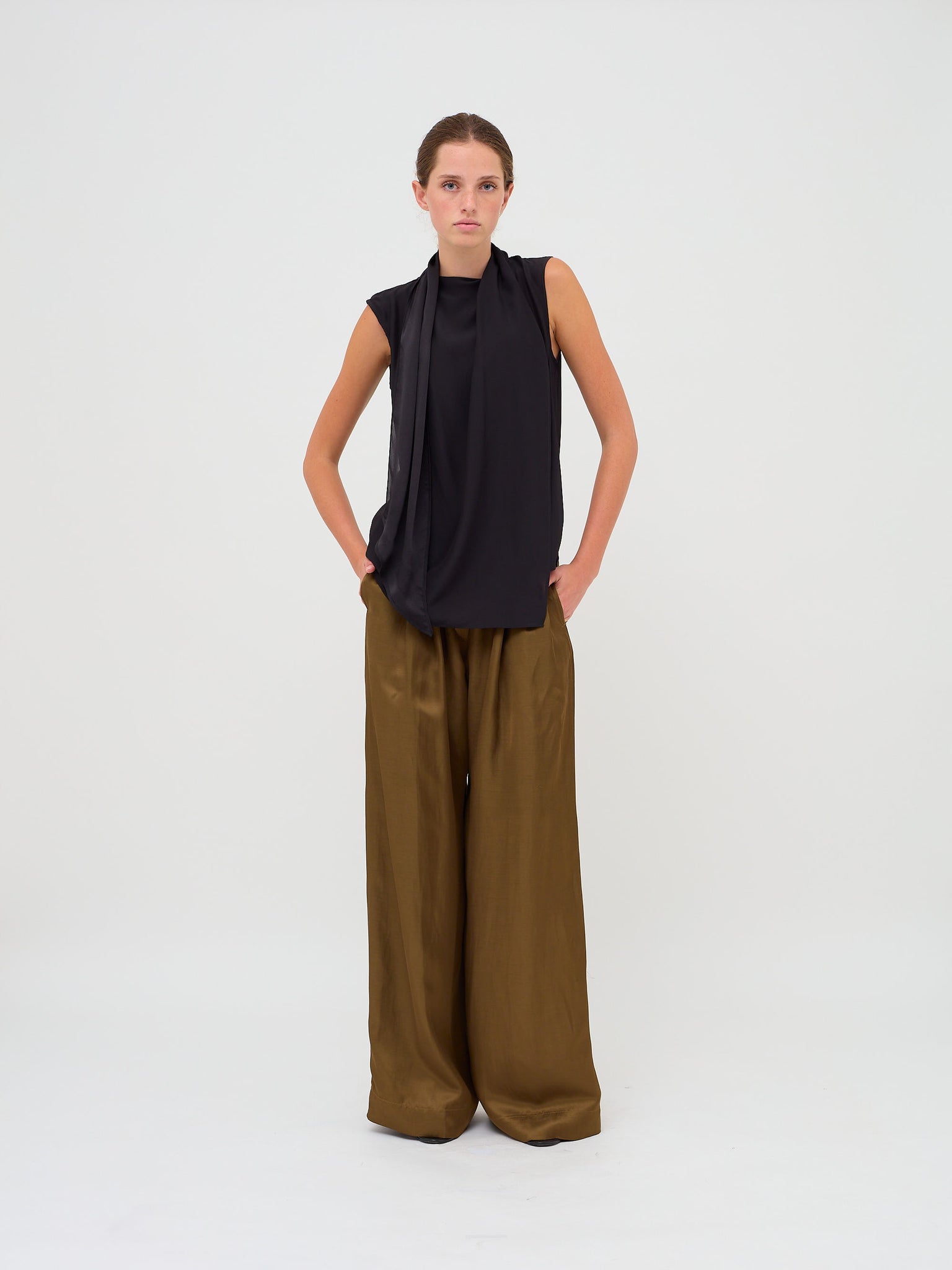 Prelah Long Wide Pants Sepia