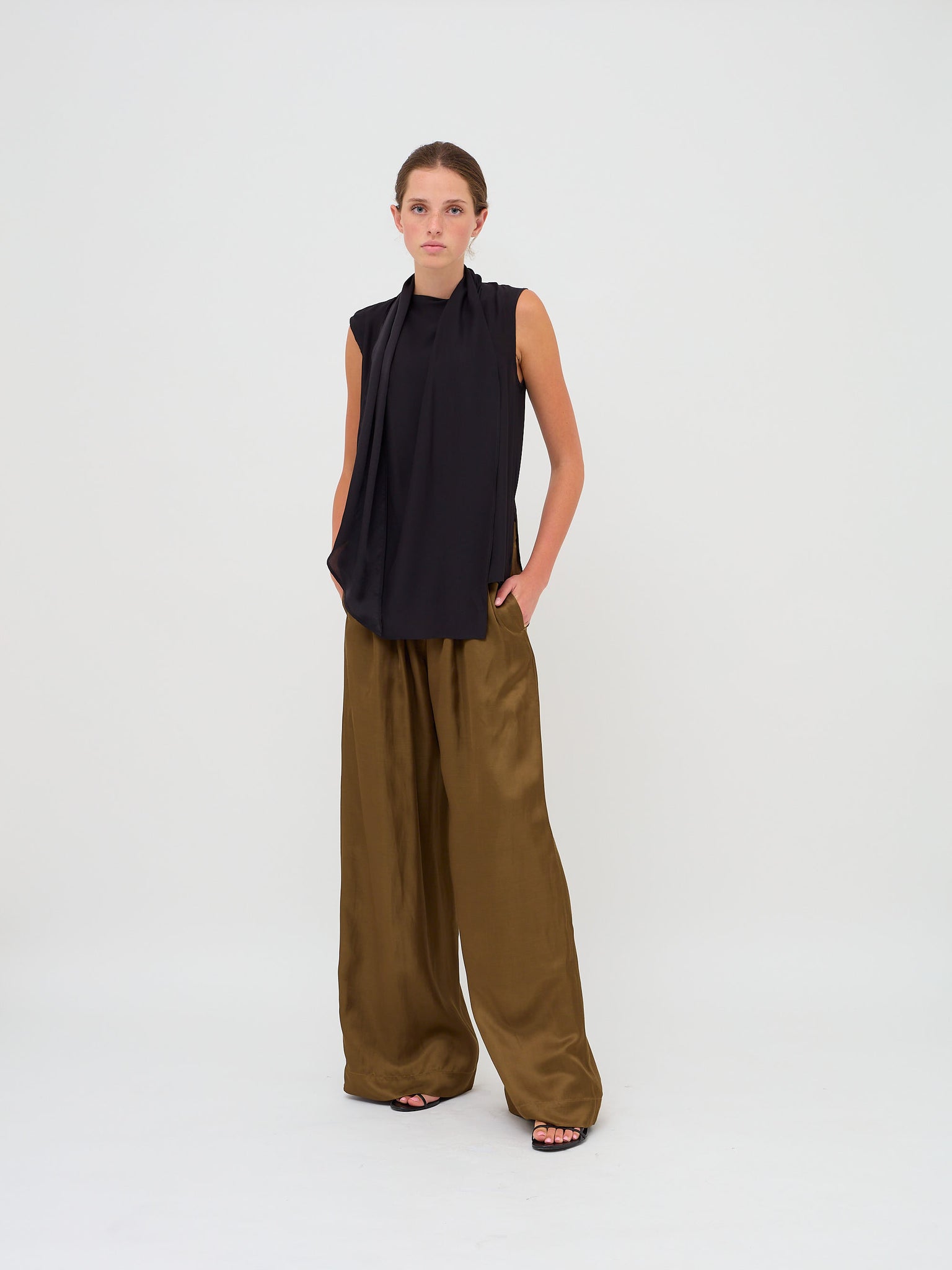 Prelah Long Wide Pants Sepia